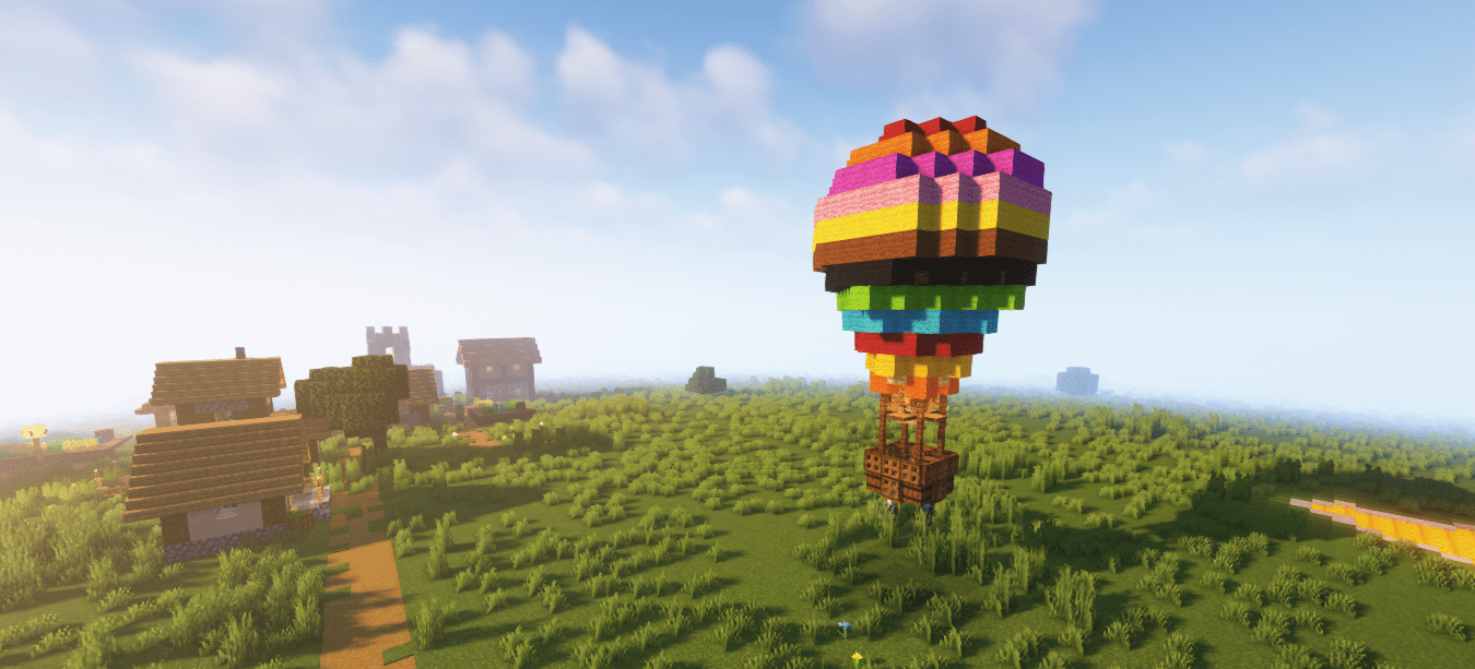 I made one really easy Colorful Hot Air Balloon in Minecraft! r