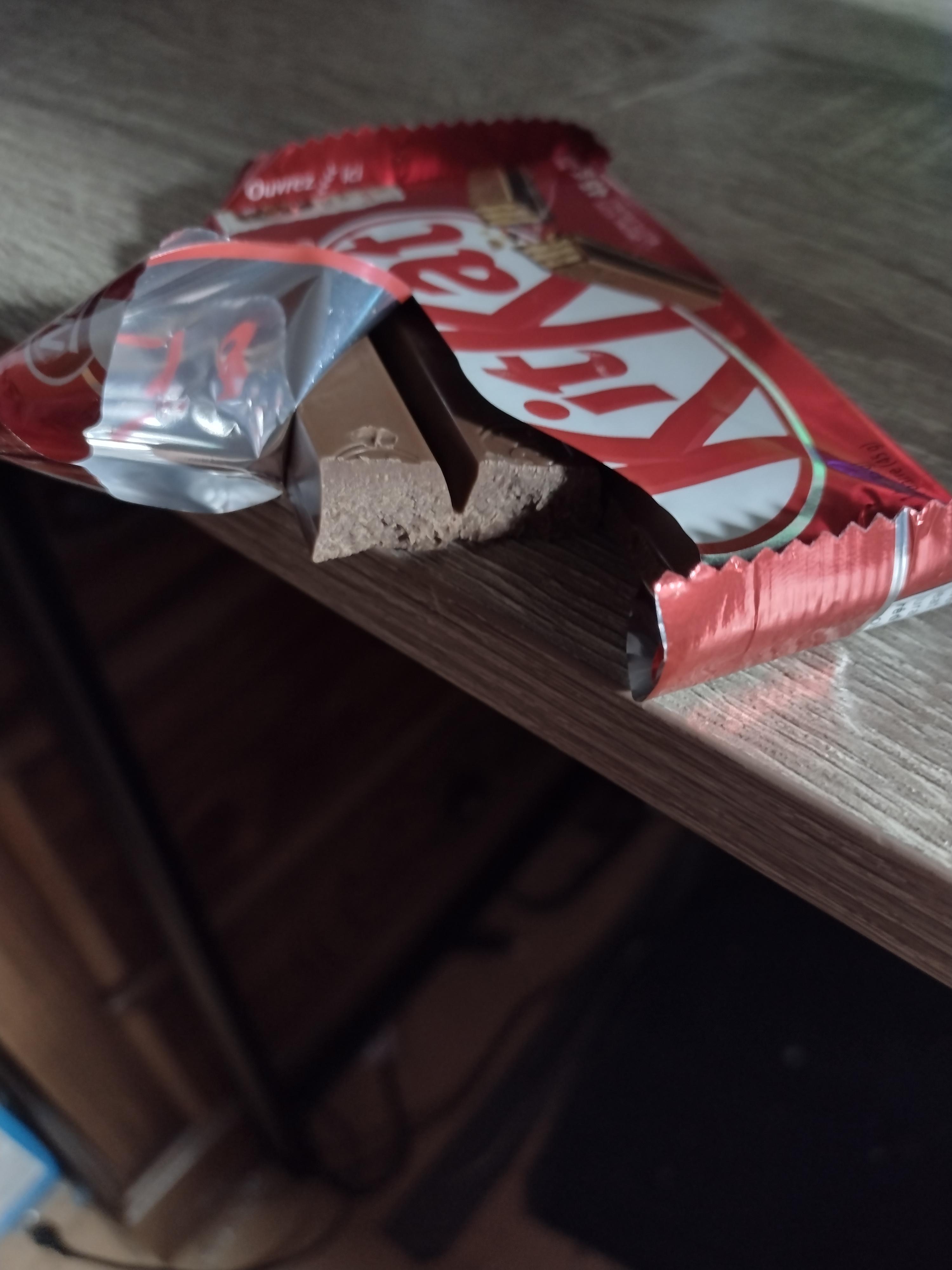 I ate all the wafer out of this guy’s kit kat it was so tasty lies