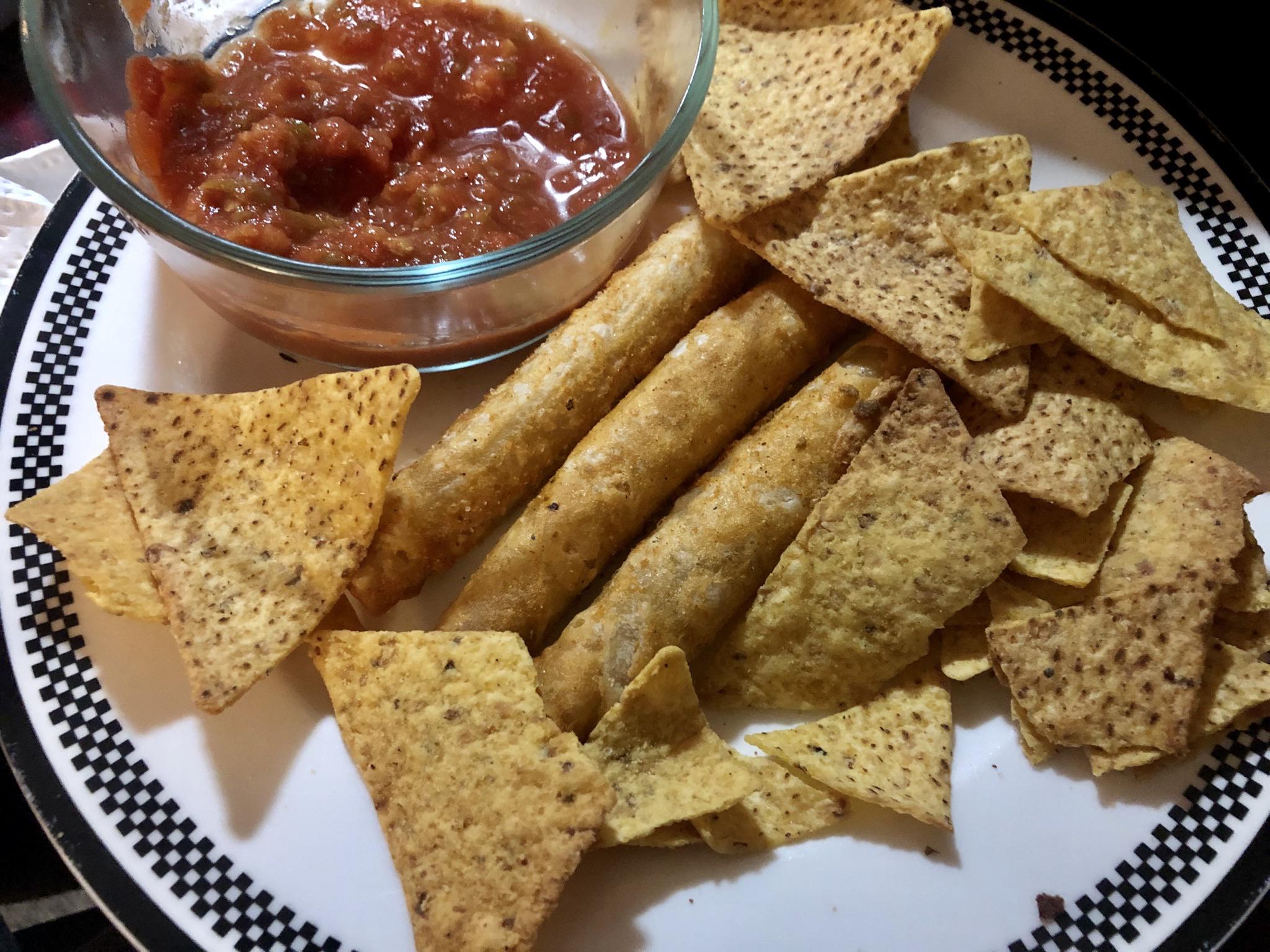 Frozen taquitos baked with Santitas and a Great Value Lime & Garlic