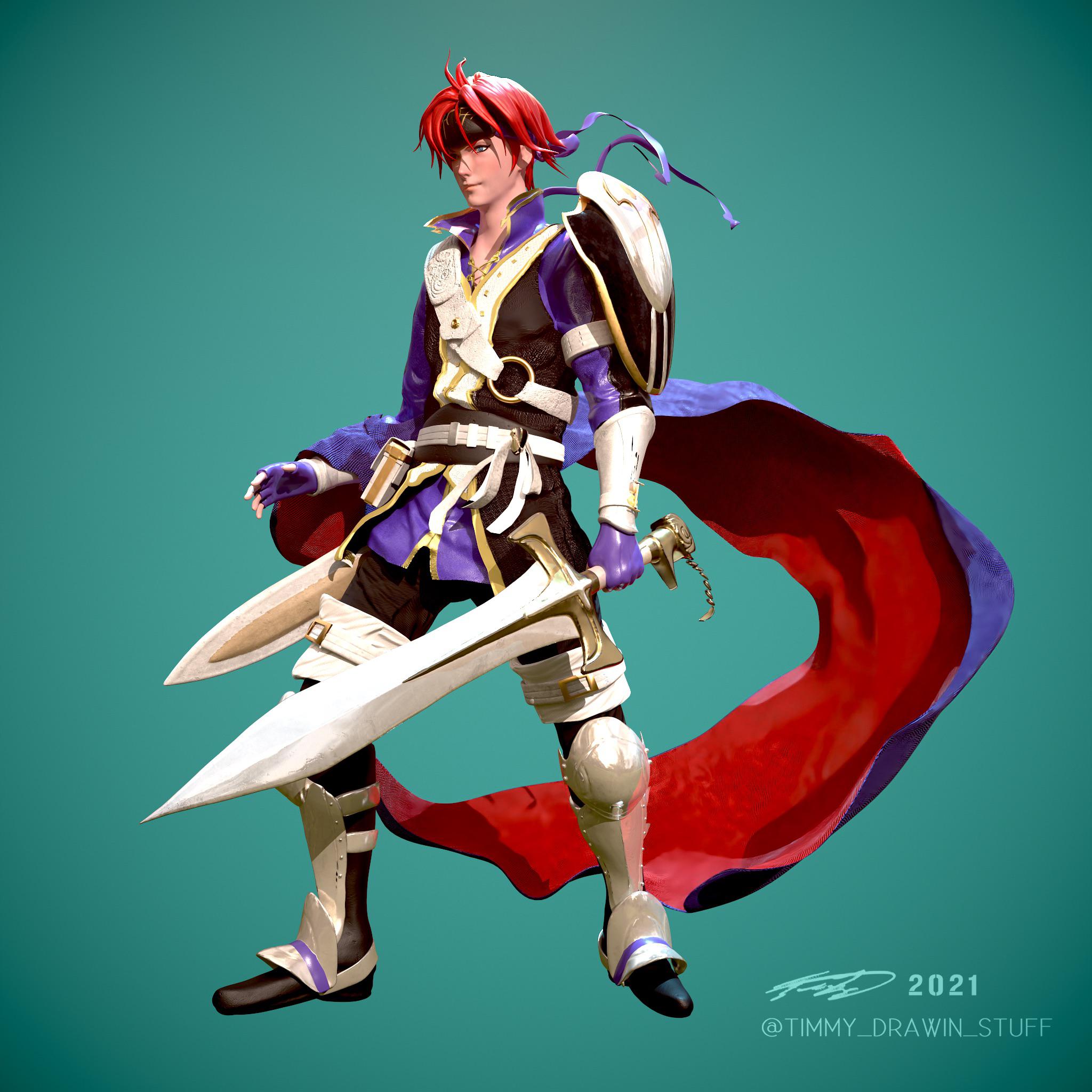 I sculpted a 3D model of Roy’s Awakening design r/fireemblem