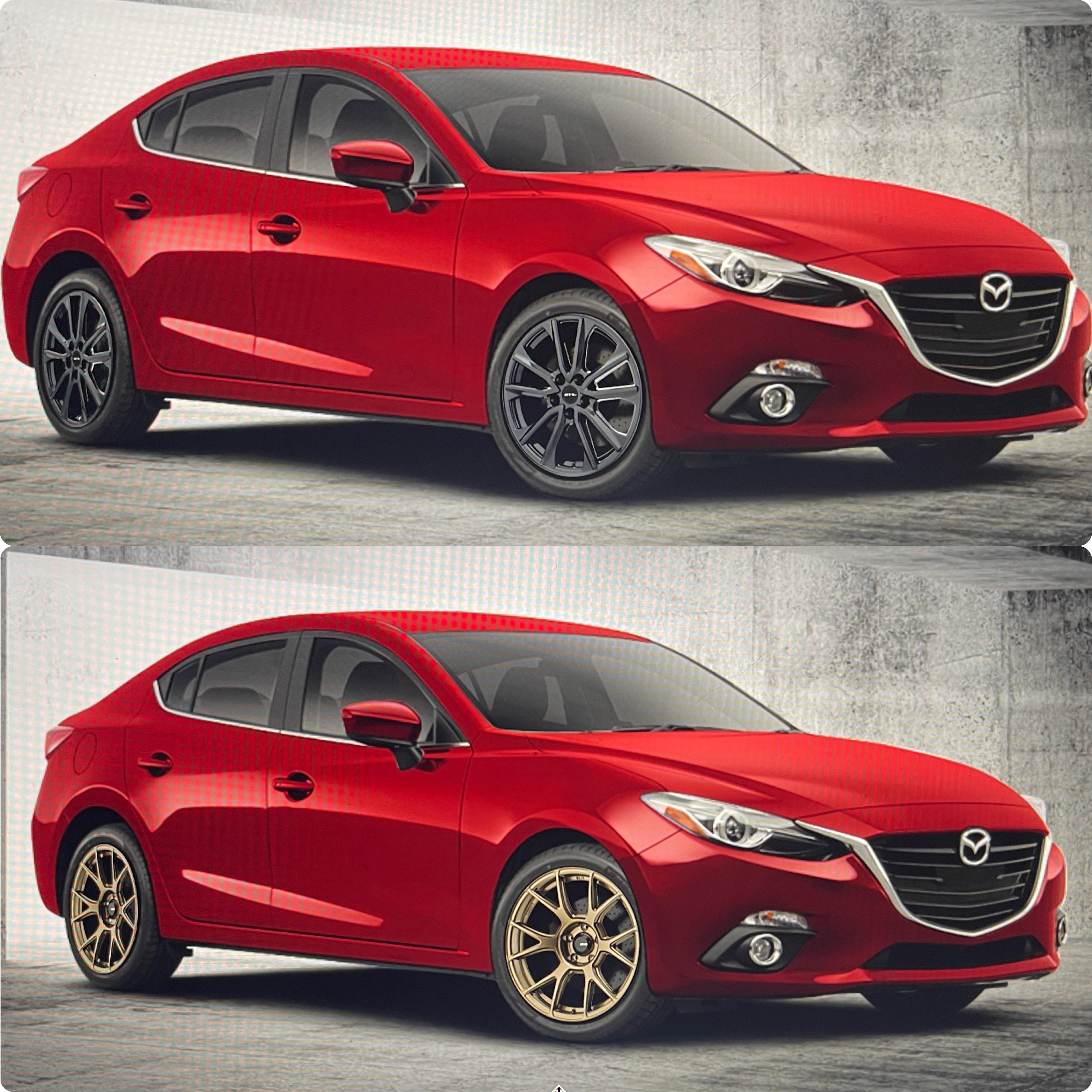 Dont mind the rim style, what color do you prefer on red cars? r/mazda3
