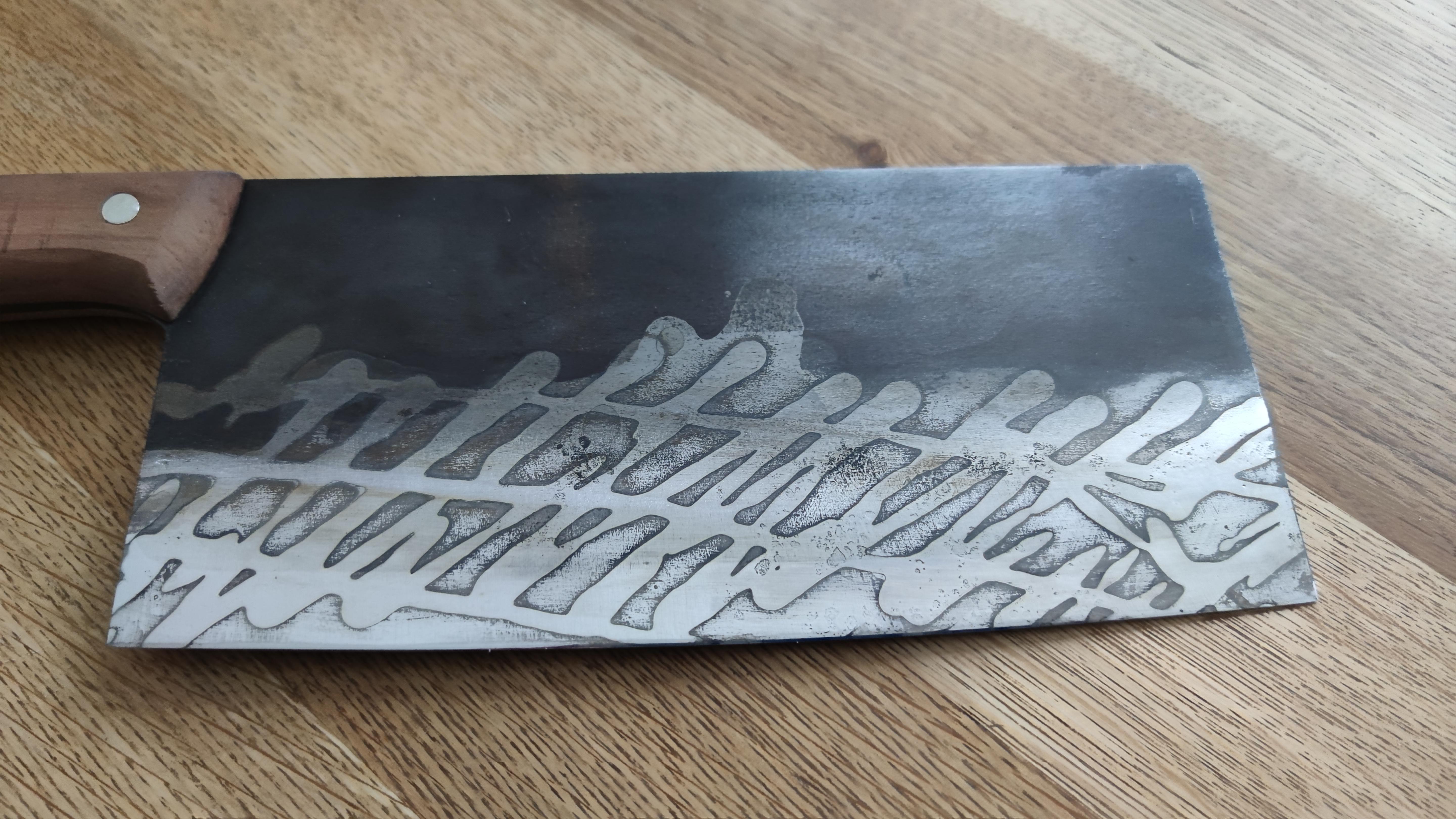 Mustard etching my cheap carbon steel chinese cleaver. r/chefknives