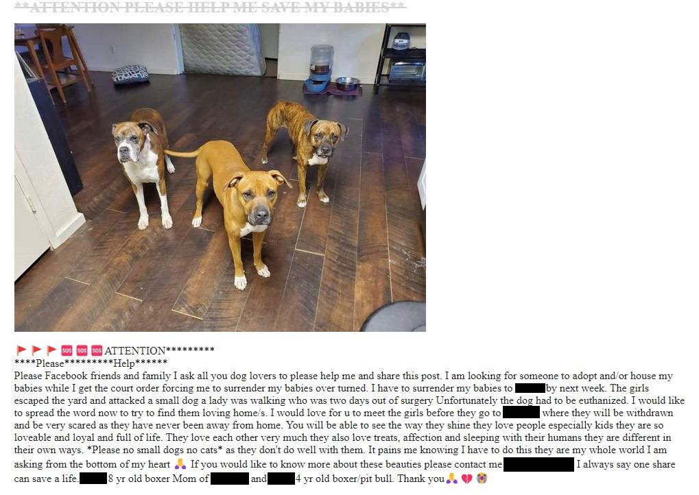 Posted to Craigslist and FB "One share can save a life" (or take one