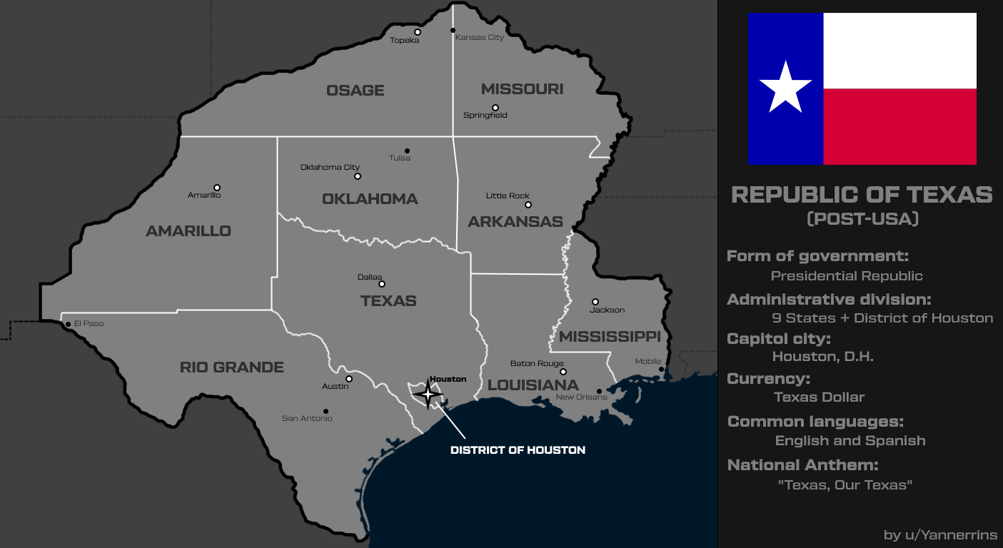 Second Texas Republic 20 years after the fall of USA r/imaginarymaps