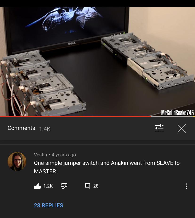 On video “Star Wars imperial March on eight floppy drive” r