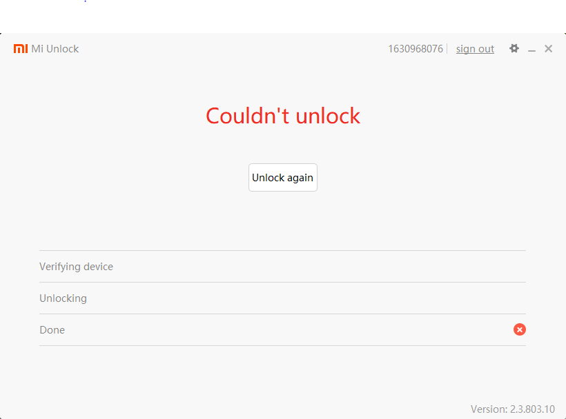 Can't unlock device. Stuck at 50. Xiaomi