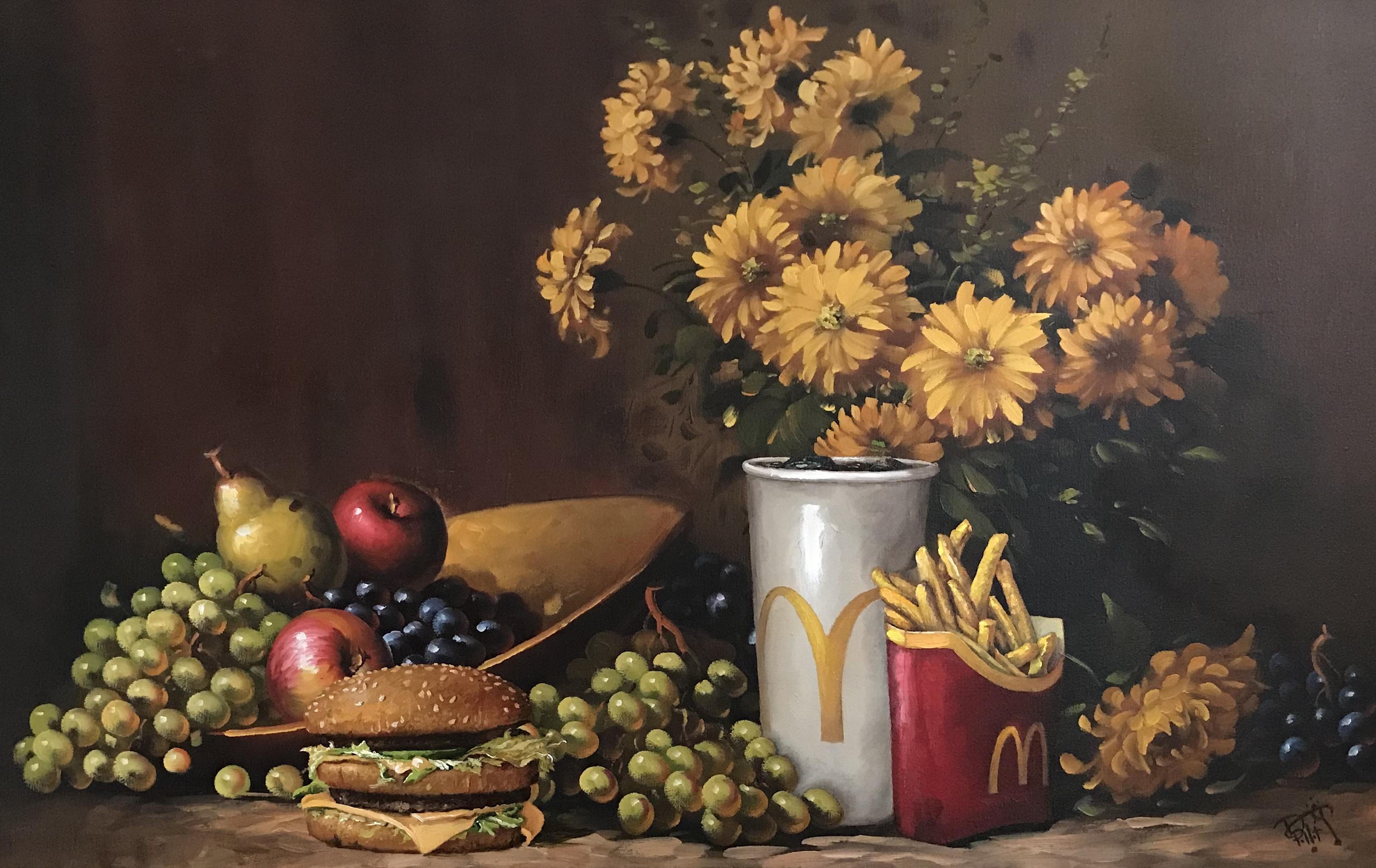 Product placement, oil on canvas, 26x50 r/Art