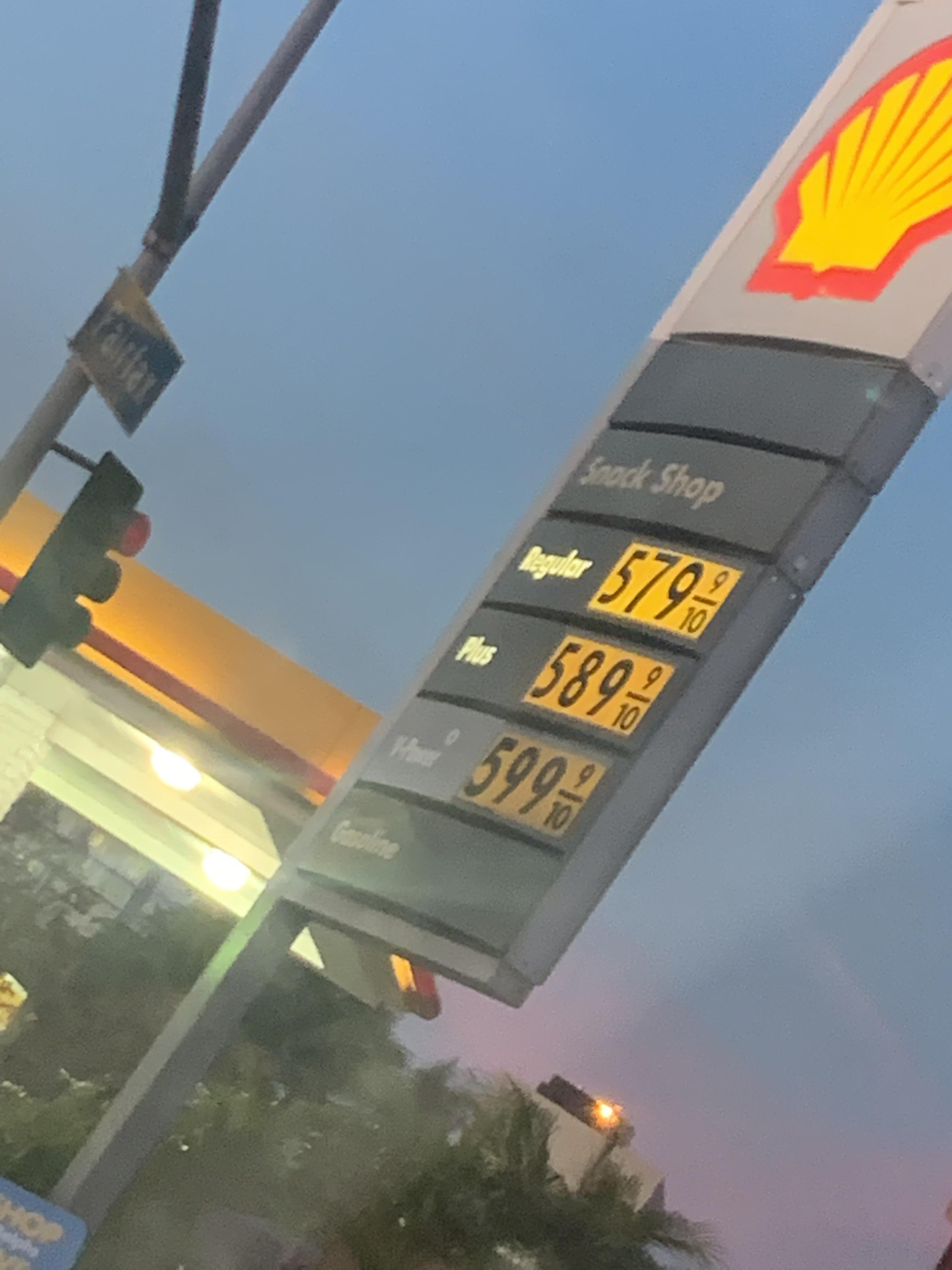 The highest gas price I have personally seen (Downtown LA) r
