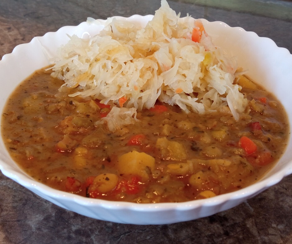 Pea soup served with sauerkraut r/tonightsdinner