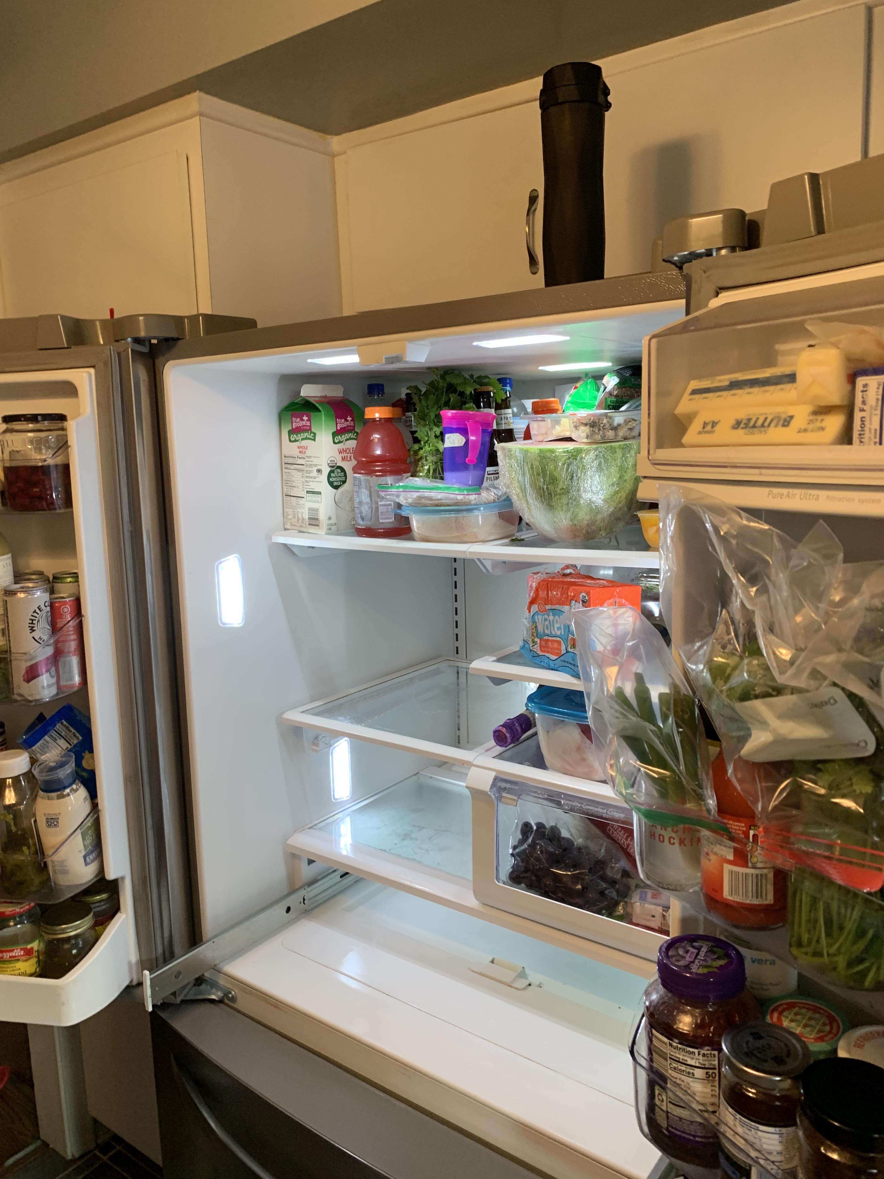 Brined chicken leak. I’m a smoker is half full guy. My fridge needed