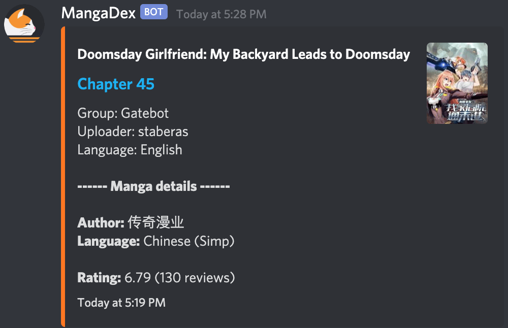 Hi guys, I made a very simple tool with Google Script that sends the updates from MangaDex to