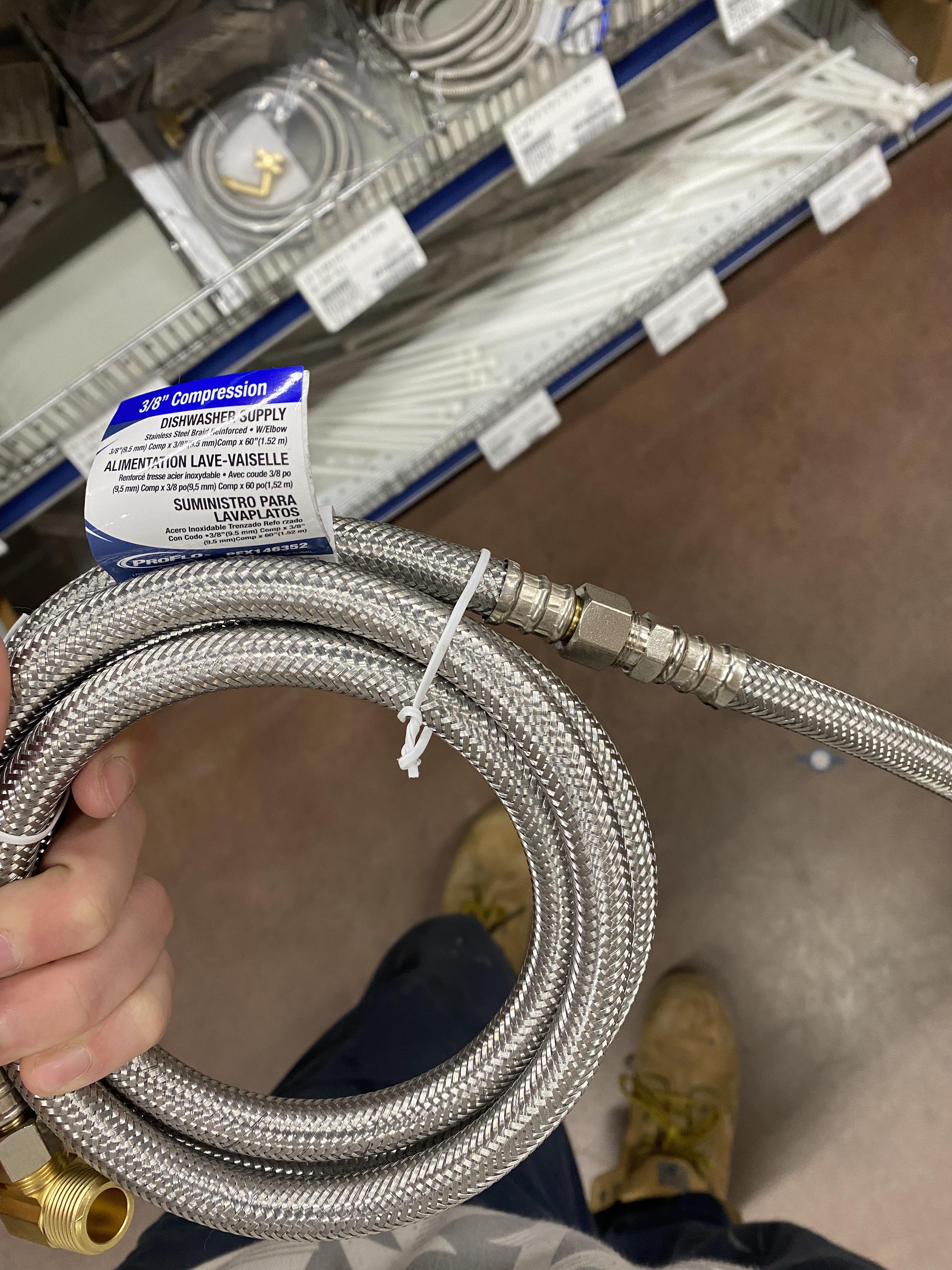 Can you extend a Dishwasher supply line using a faucet supply? Supply house is out of unions