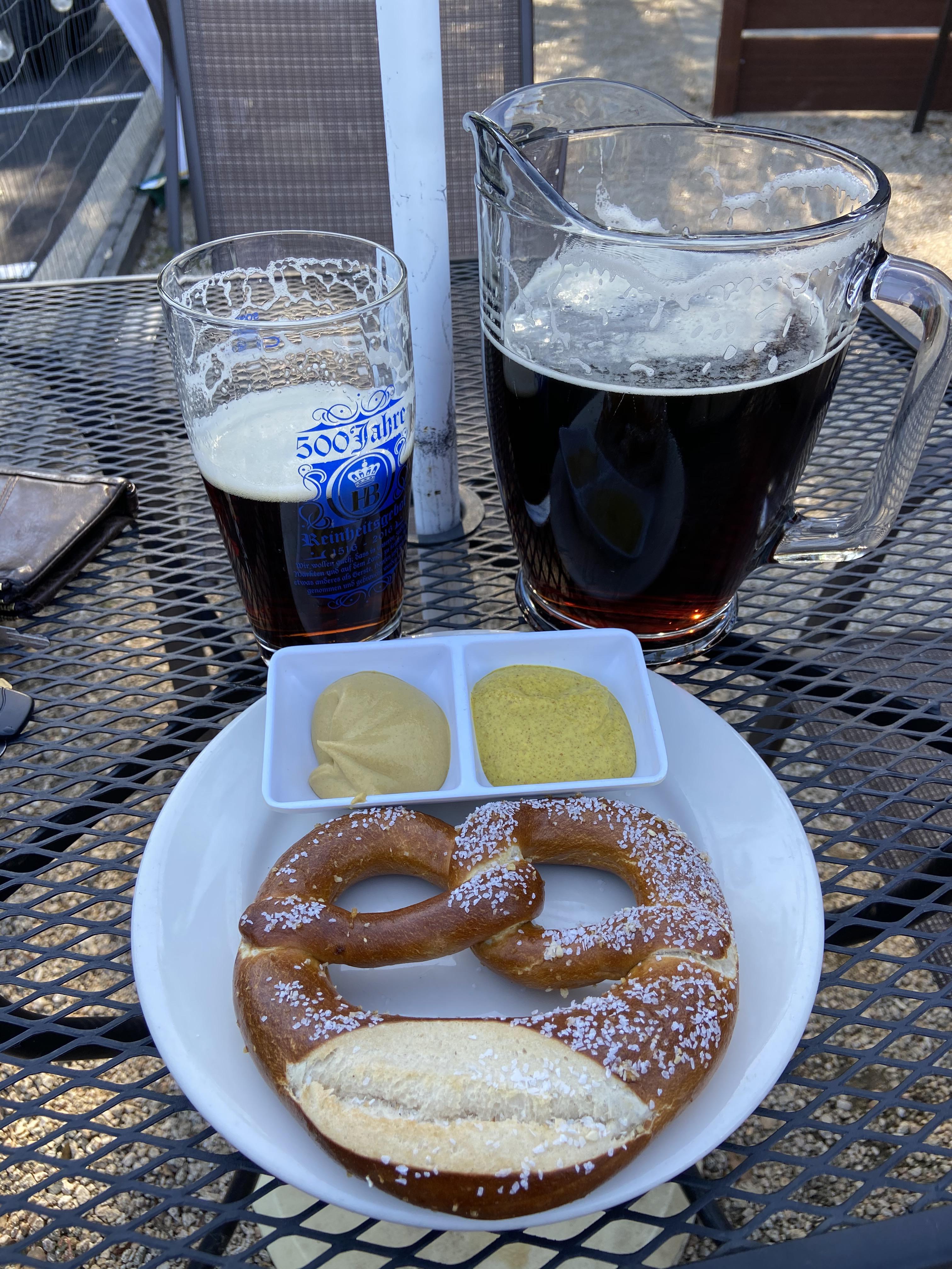 Kathrins Biergarten, Rocklin CA Dunkel and a pretzel, living the dream