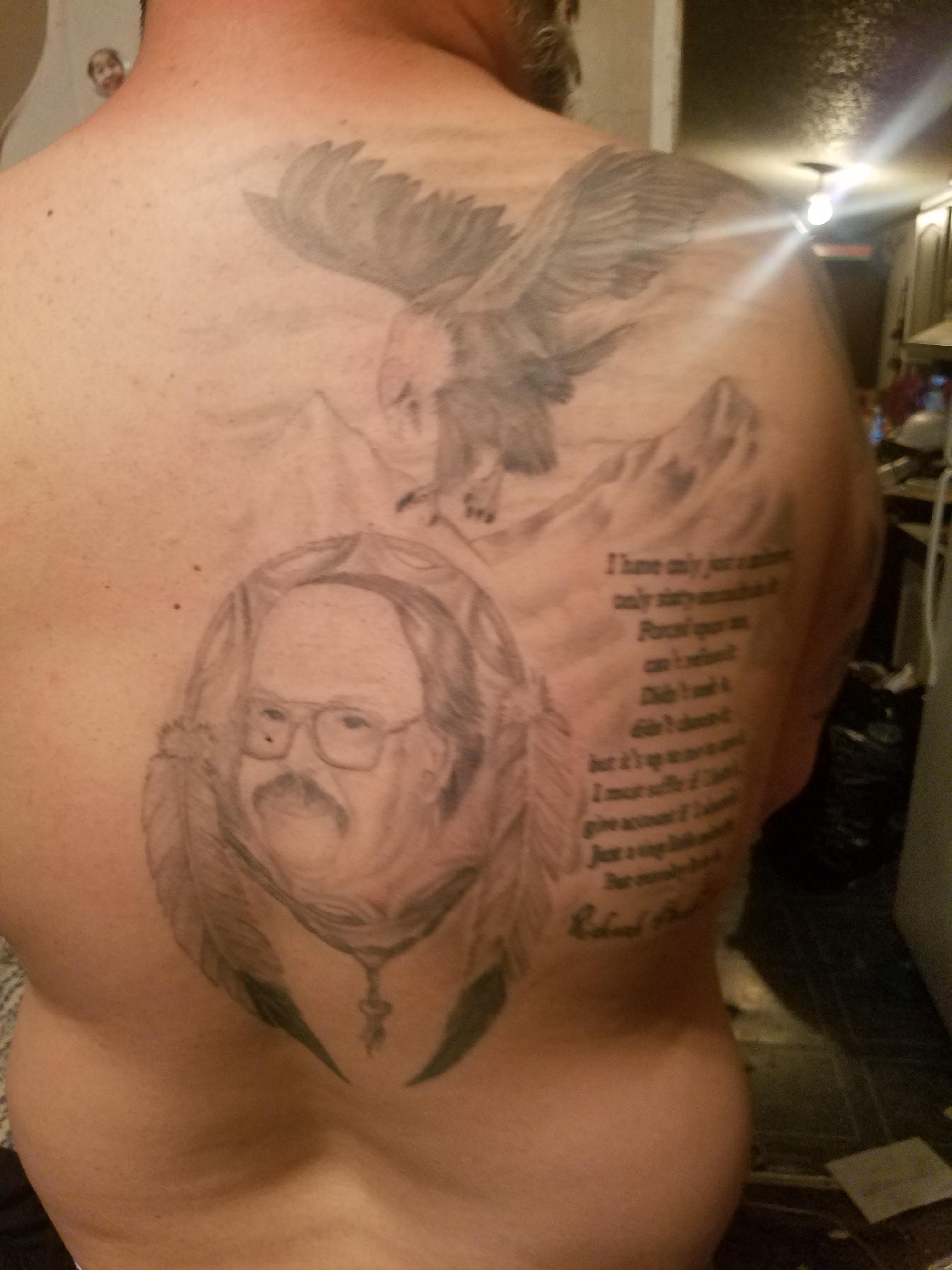 Memorial Tattoo for my Dad. He loved dream catchers and eagles. Done by