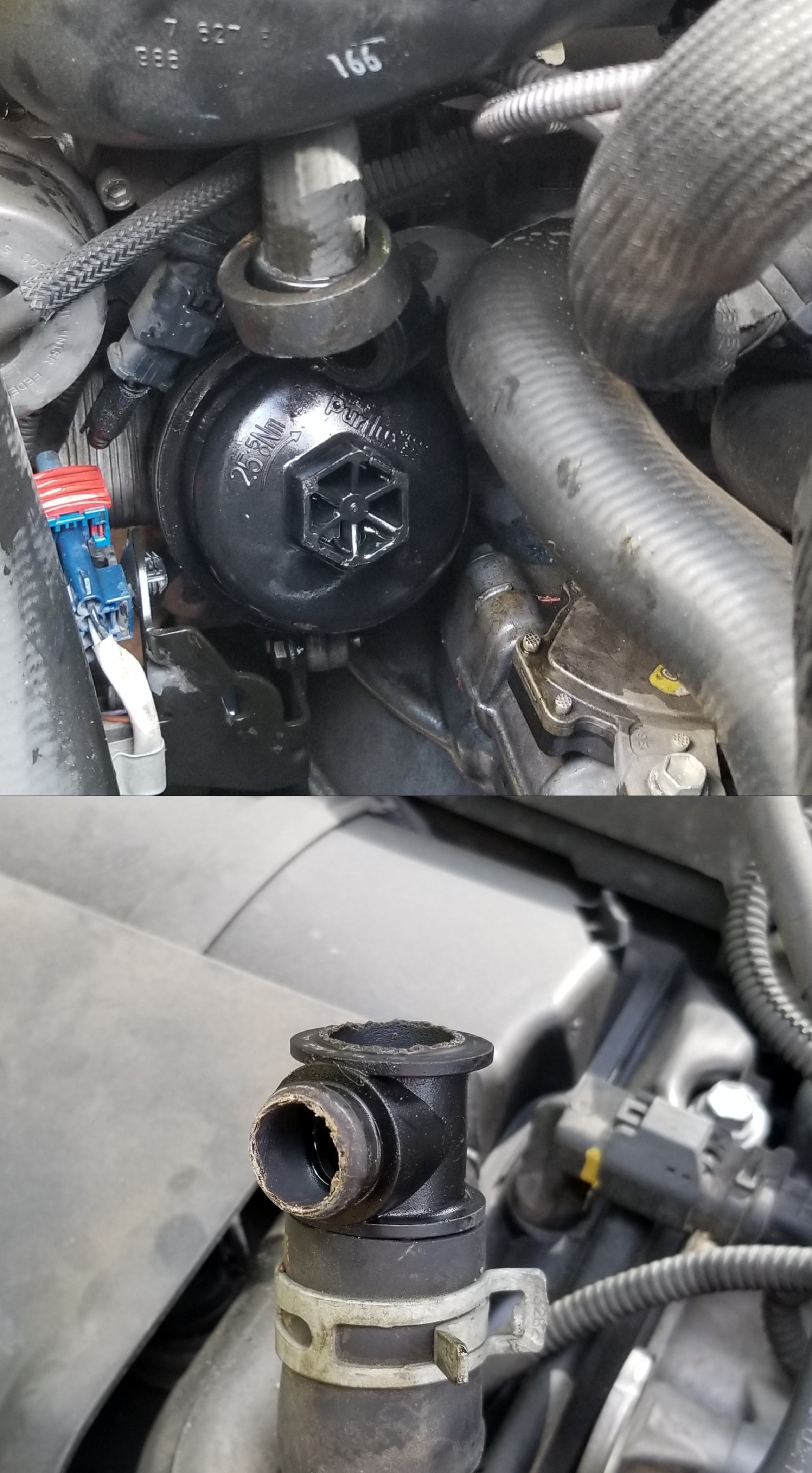 Coolant tee broke while attempting to change oil filter? r/MINI