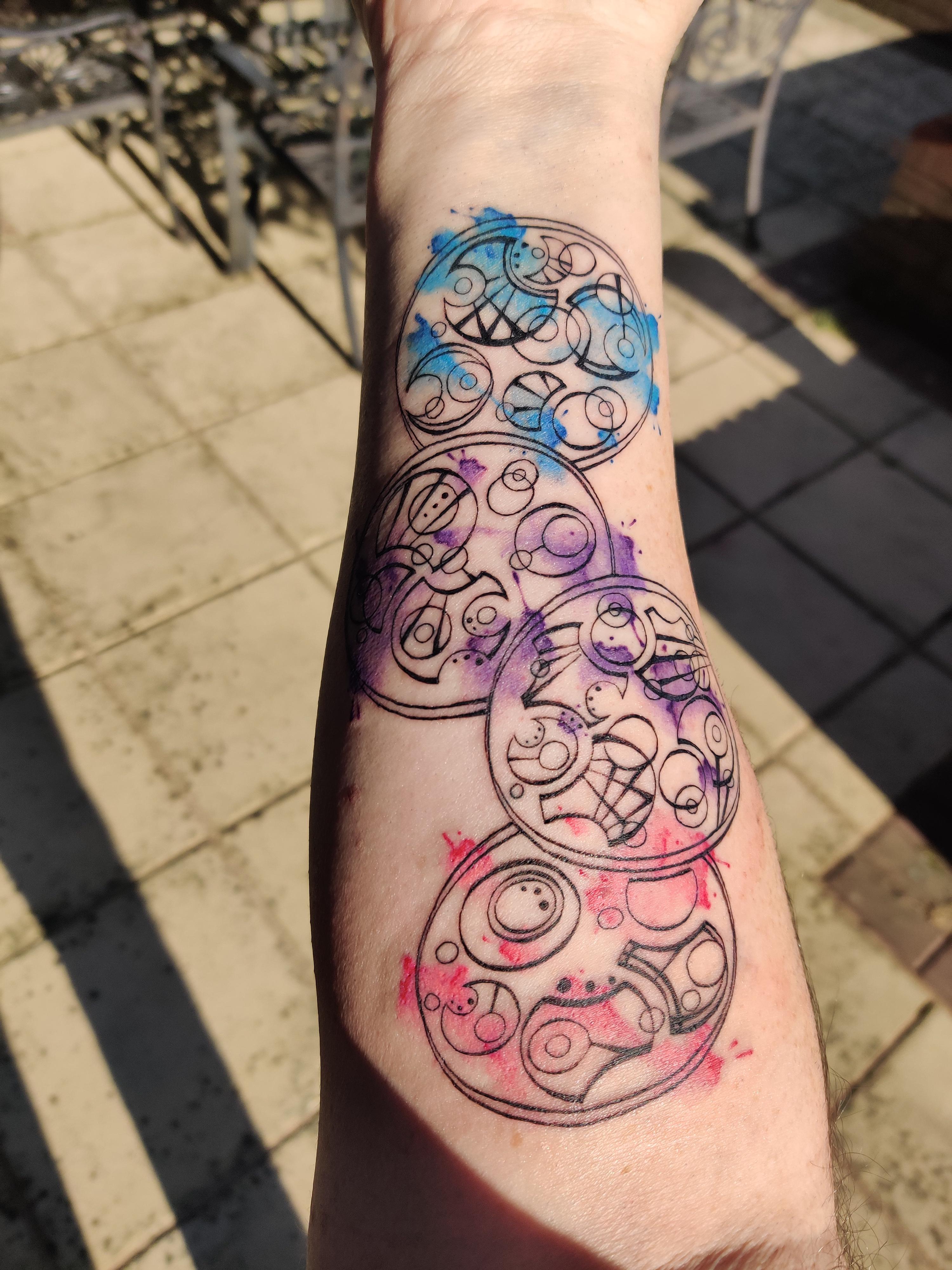 Gallifreyan writing, by Gemma Fae at Picture House Tattoo Studio