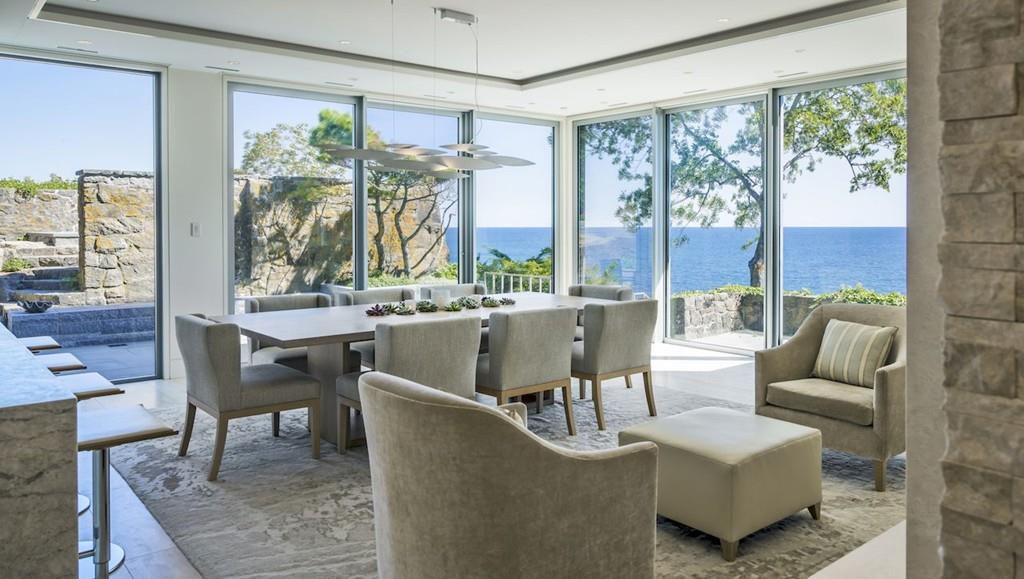 Ocean facing dining room (Kragsyde) at Manchester by the sea