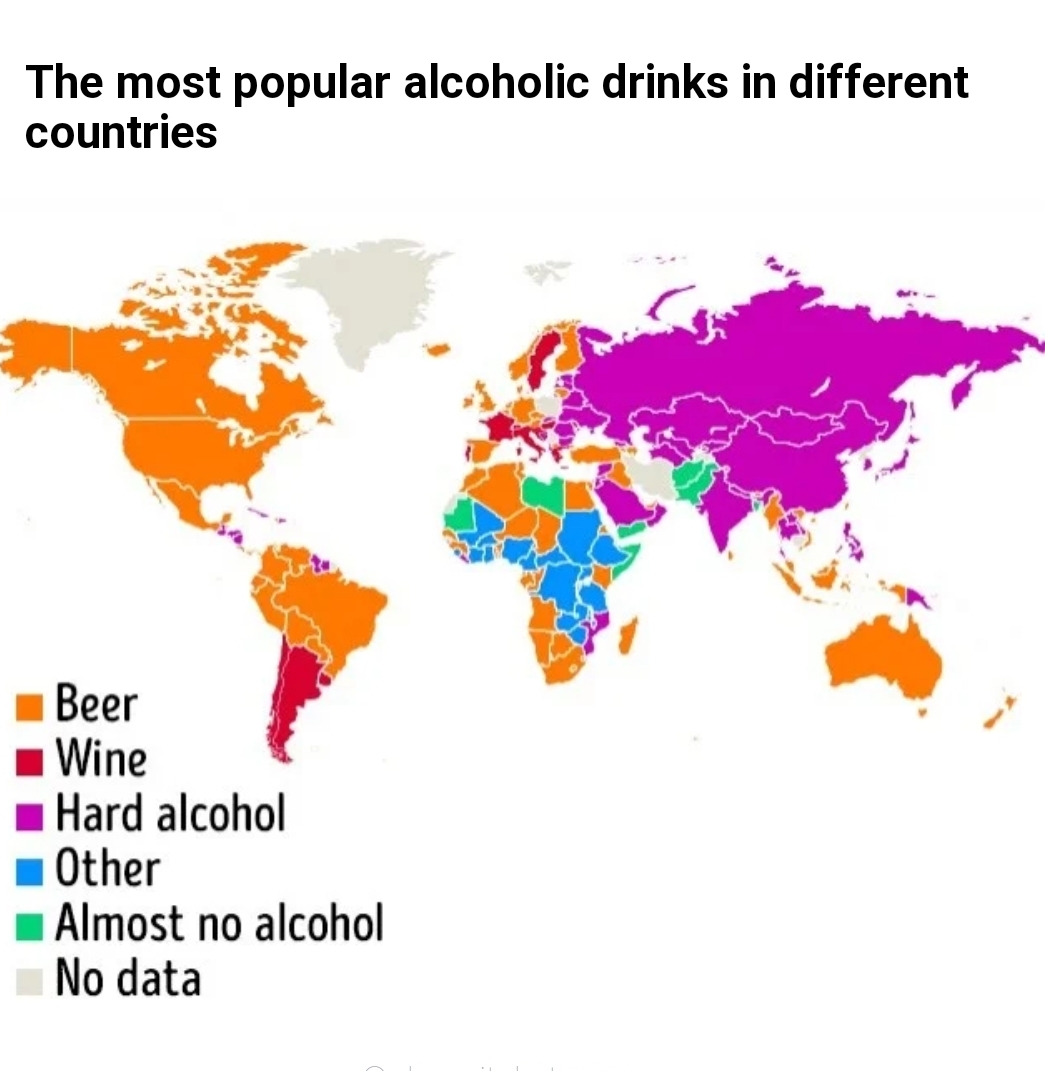 Best liked Alcohol Around the world r/MapPorn