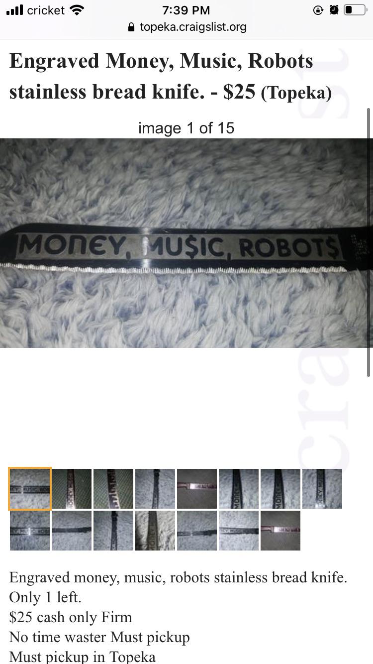 Topeka Craigslist. This hardcore breadknife is listed in the farm and