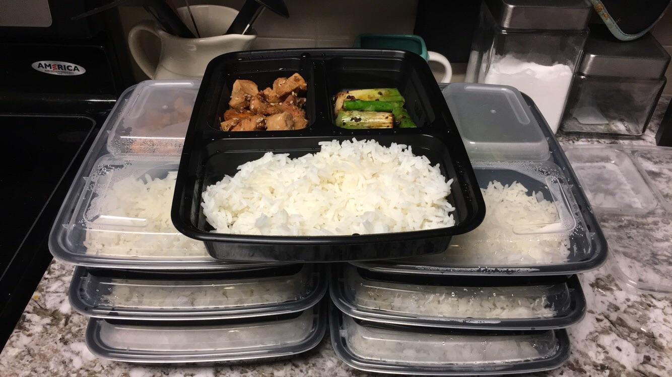 Chicken teriyaki, jasmine rice and grilled asparagus. First time meal