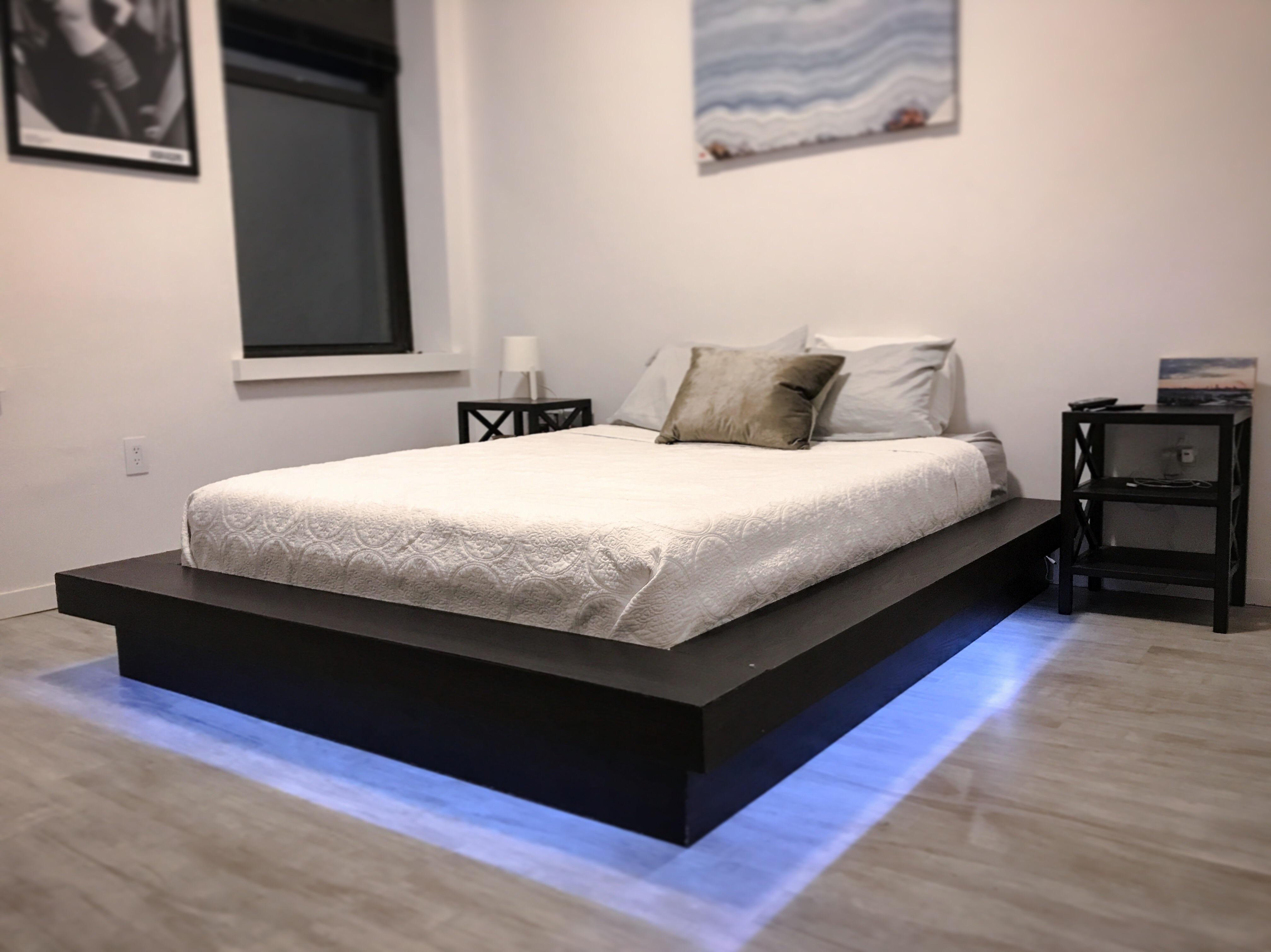 I couldn't find a bed frame I liked so with some cheap wood and the