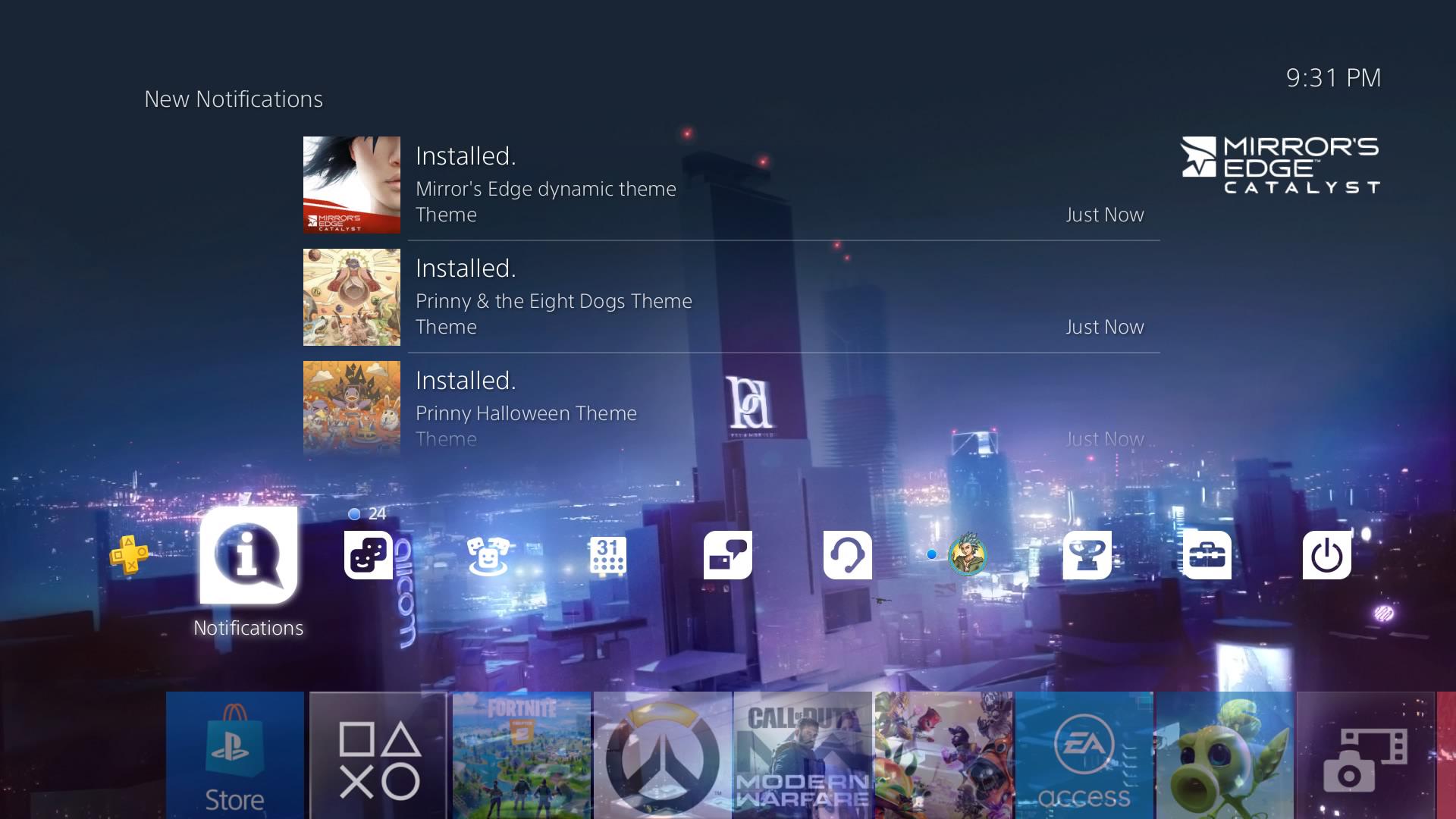 FREE Mirrors Edge PS4 Theme on the store complete with system sounds and background music