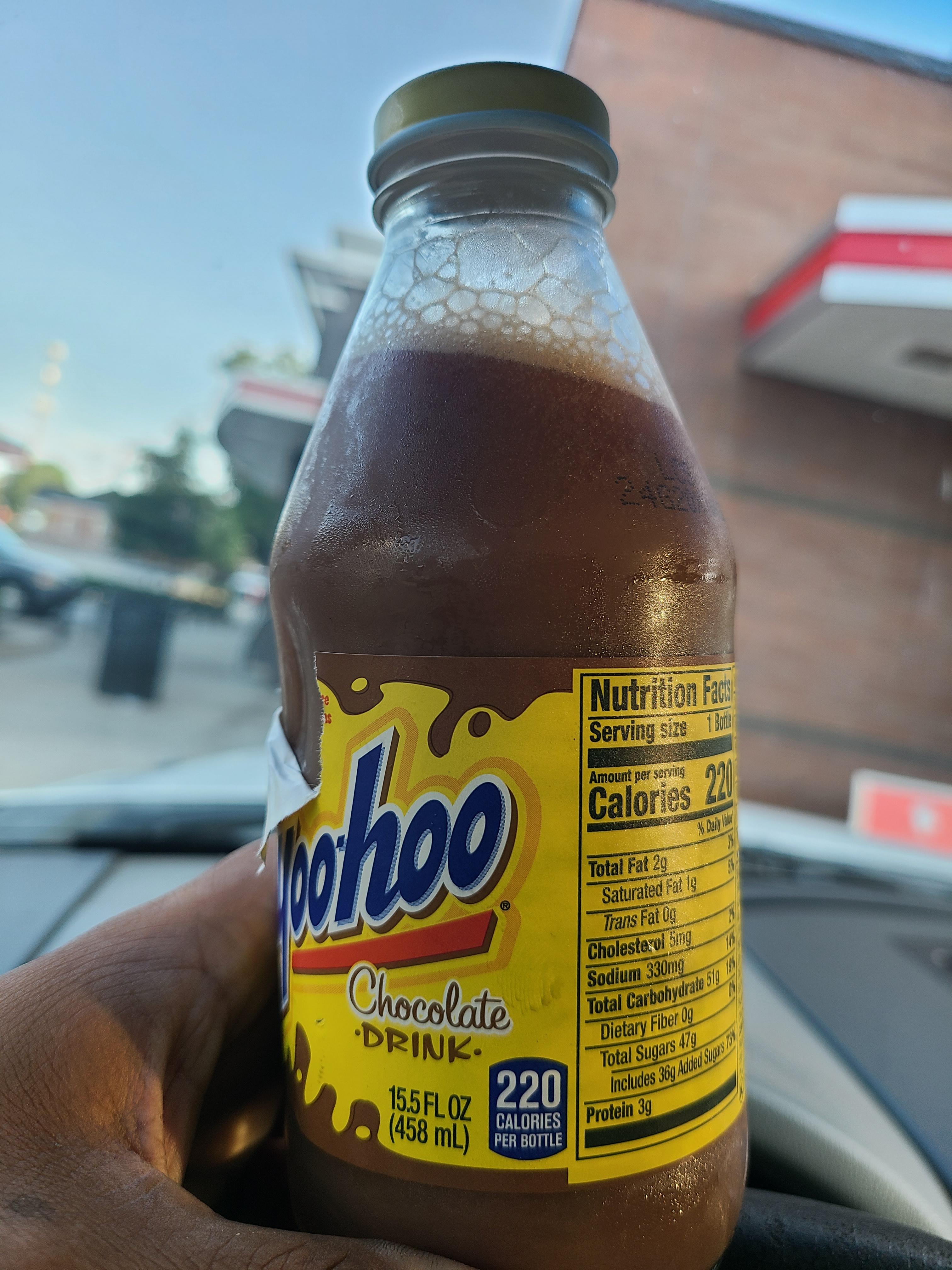 The glass bottle of yoohoo i bought this morning has a dent in it r