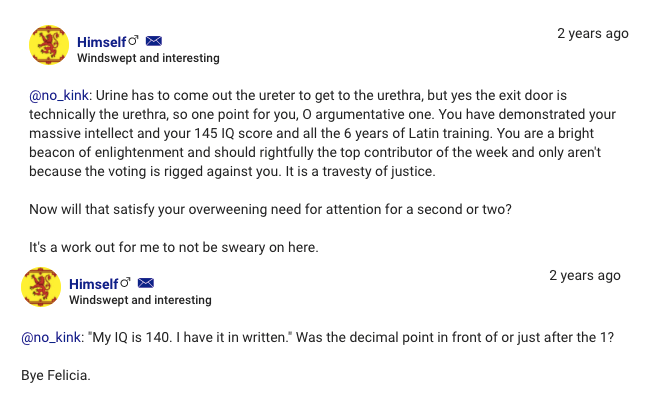Himself has very high IQ iamverysmarter