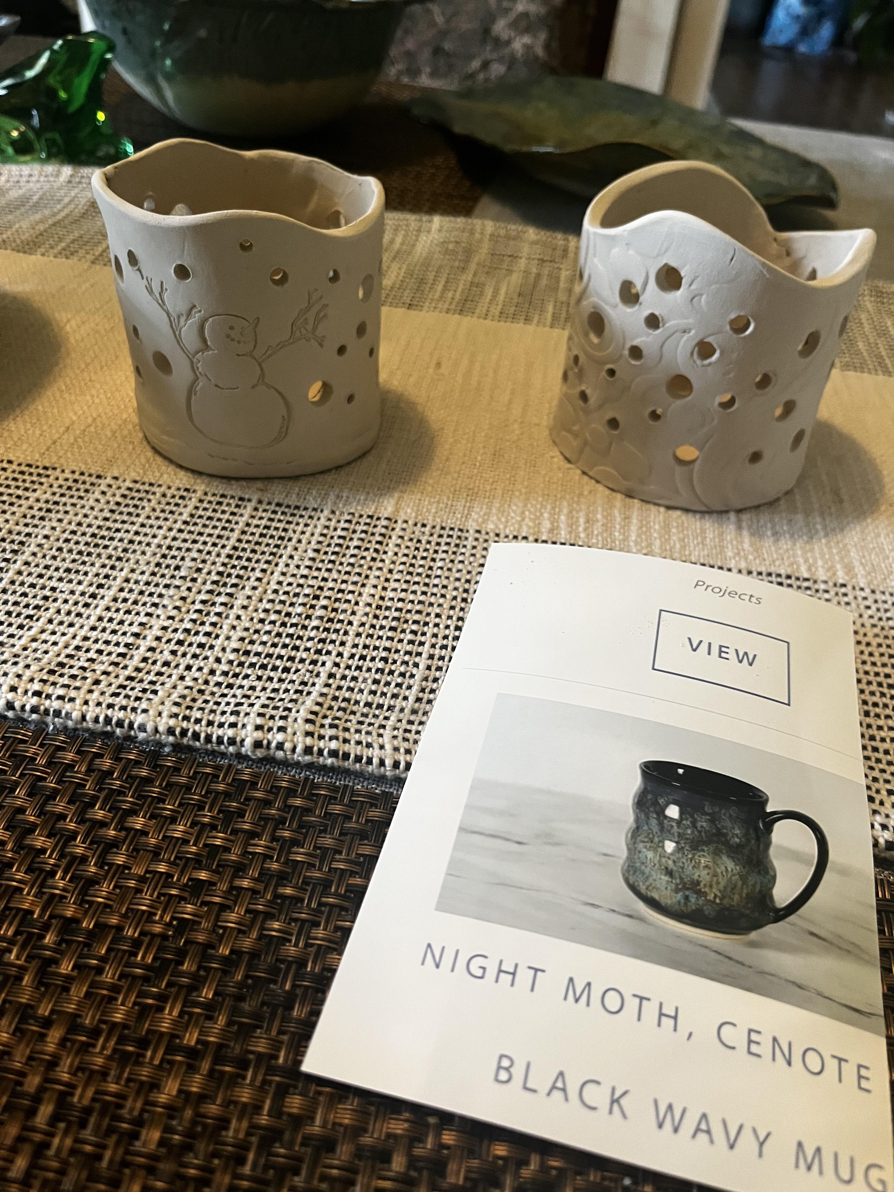 Stuck on how to glaze bisqueware candleholder on the left. The sky