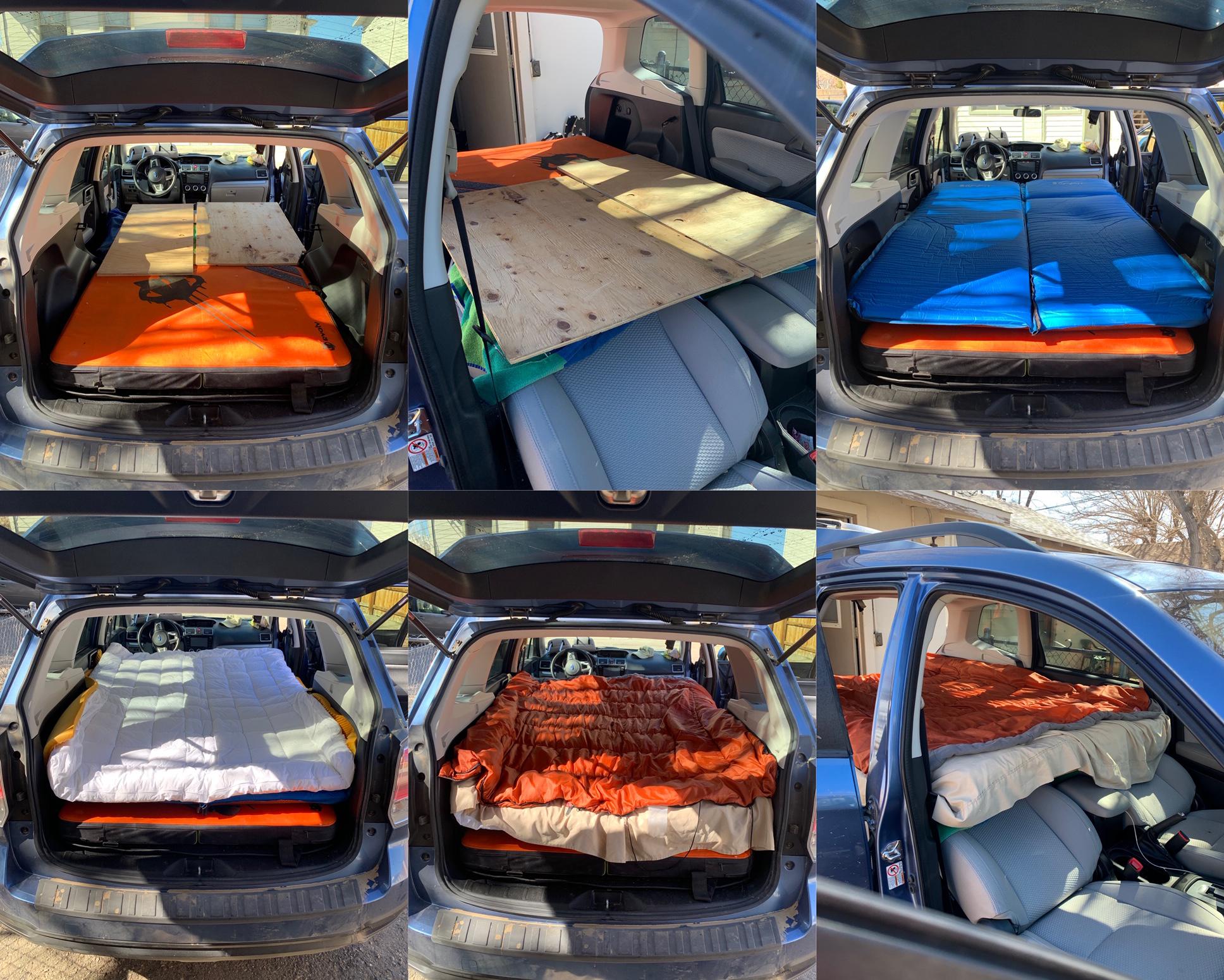 On the fly DIY car camping setup for two r/SubaruForester