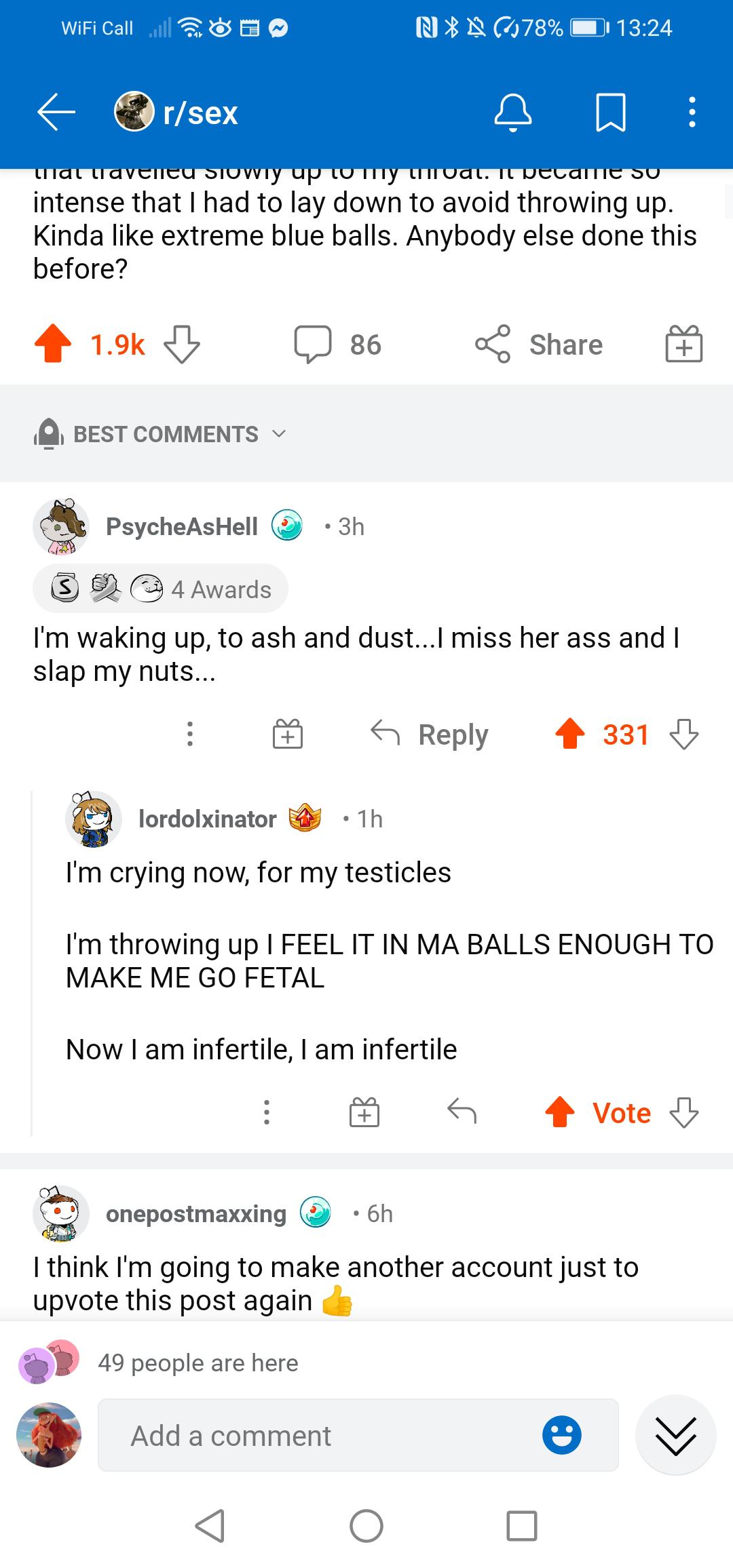 cursed ball slap, man accidentally slapped himself in the balls during sex : cursedcomments
