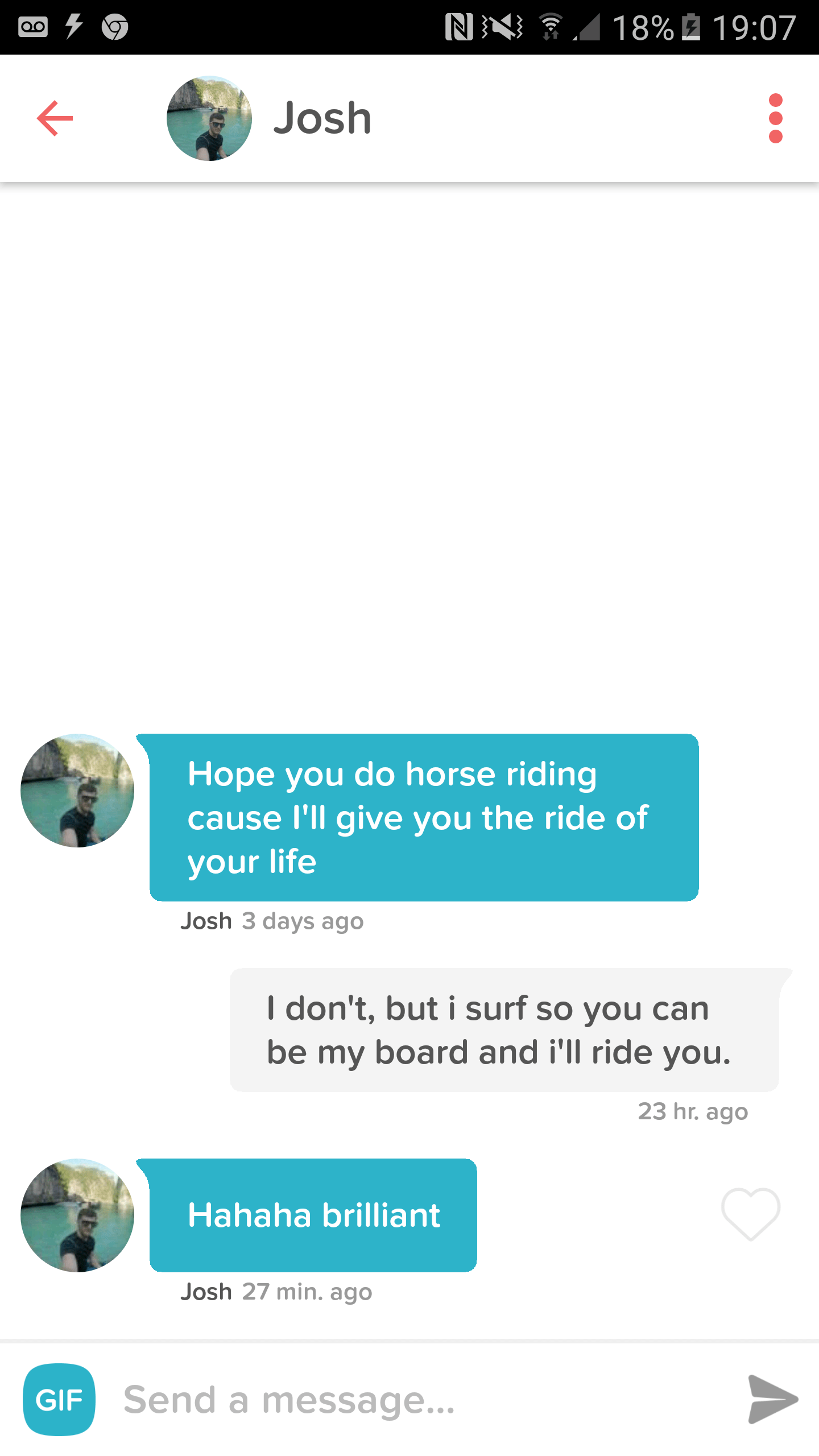 Talk about a conversation killer. r/Tinder