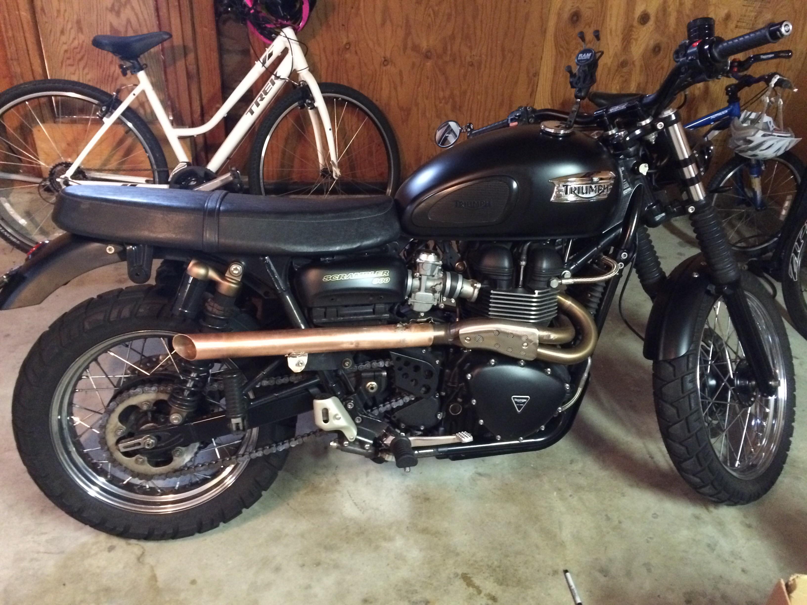 Finished up a copper exhaust for my baby today. r/motorcycles