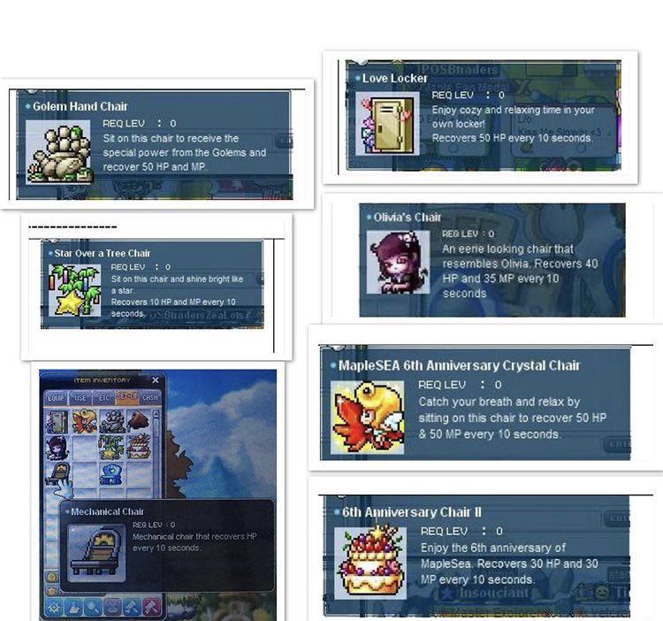 Started MapleStory in 2008, quit in 2012. Question are these chairs