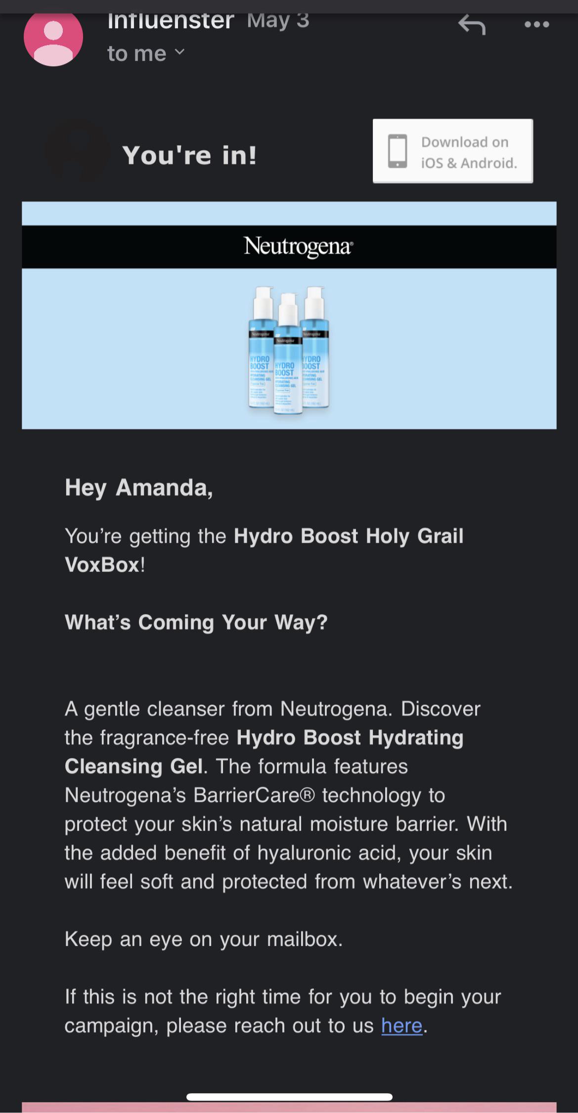 Hydro Boost Holy Grail VoxBox. I never received this. Did anyone else