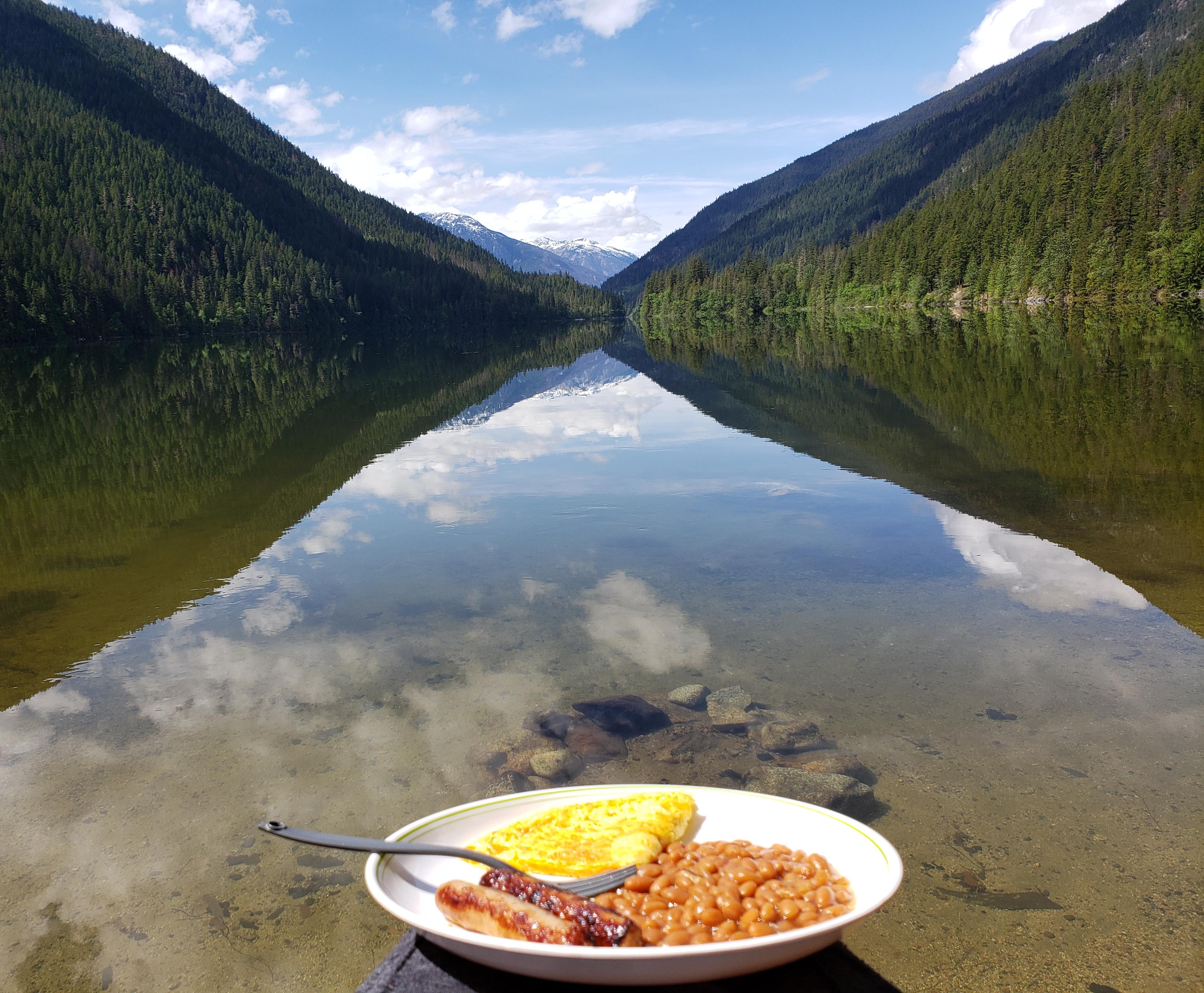 The best breakfast I've ever had. Nahatlatch Lake, BC r/camping