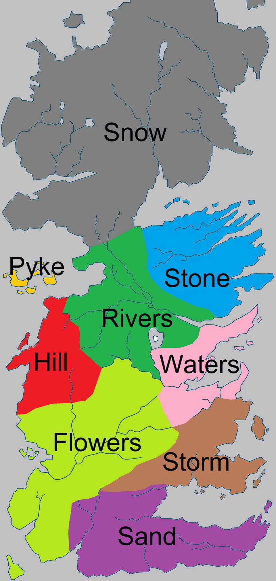[NO SPOILERS] Bastard surnames by region r/gameofthrones