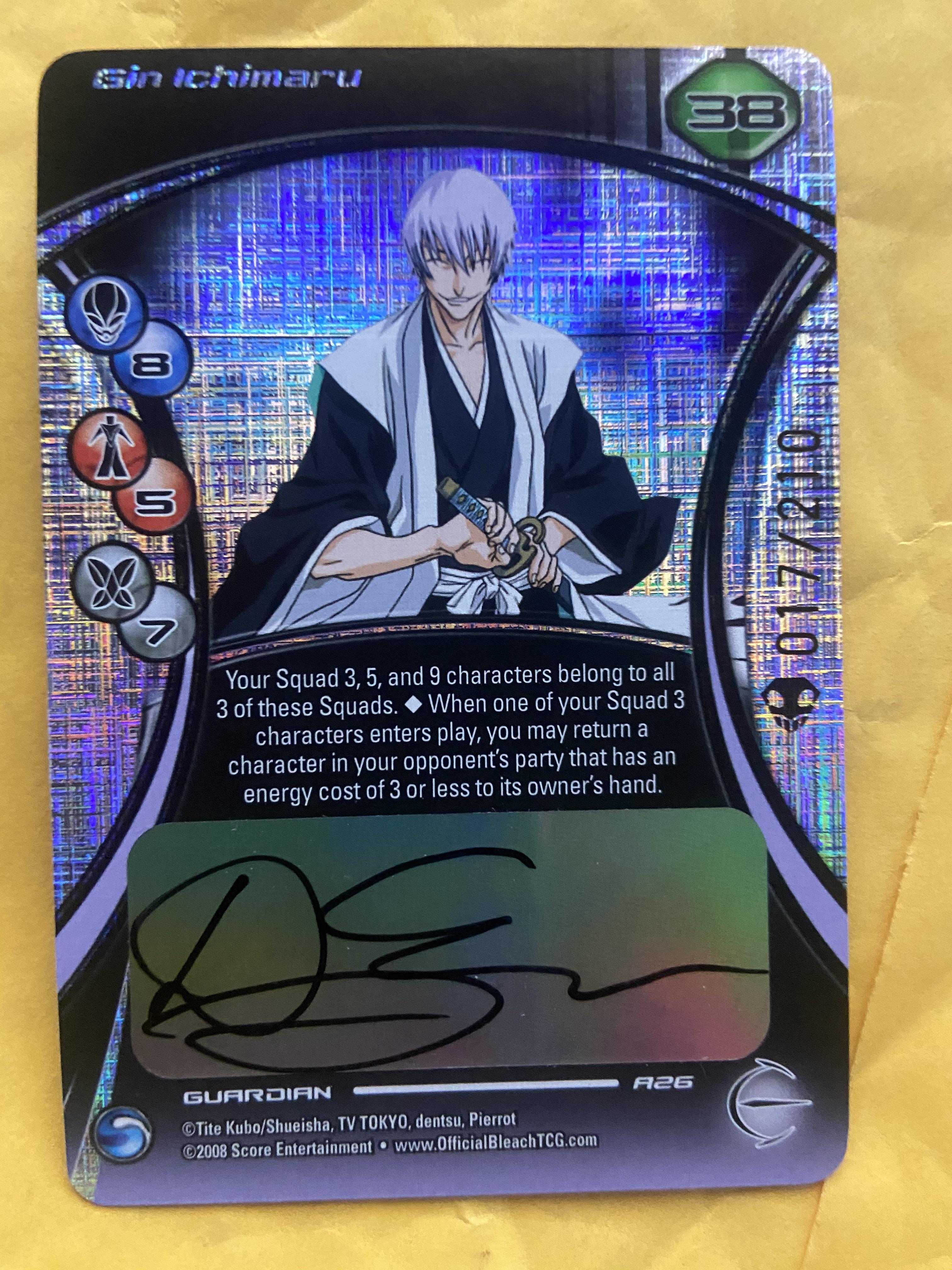 Recently found out there was a bleach card game bought some packs and pulled a signed Gin! r