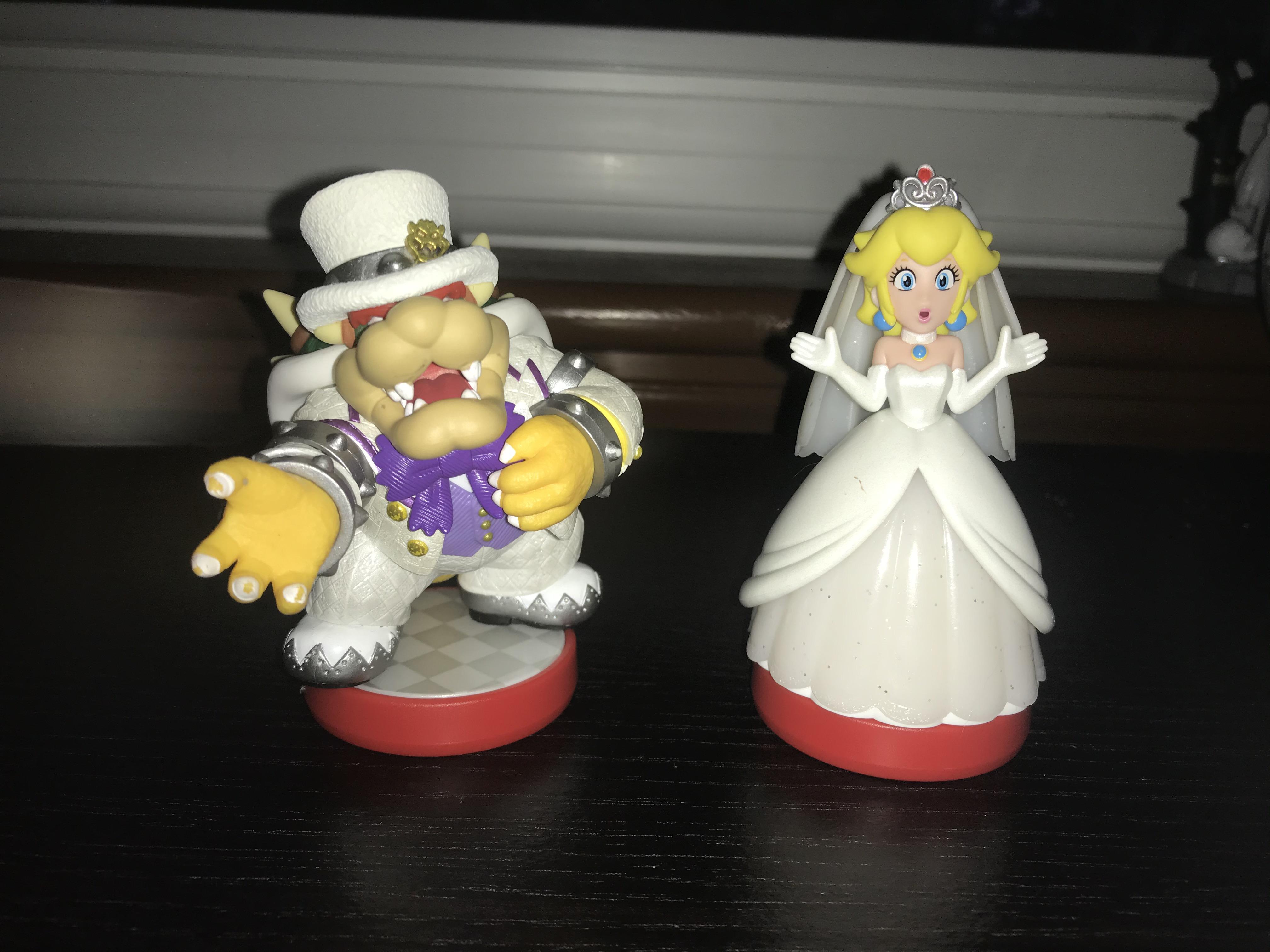 My wedding style Peach and Bowser Amiibo from the Super Mario Odyssey