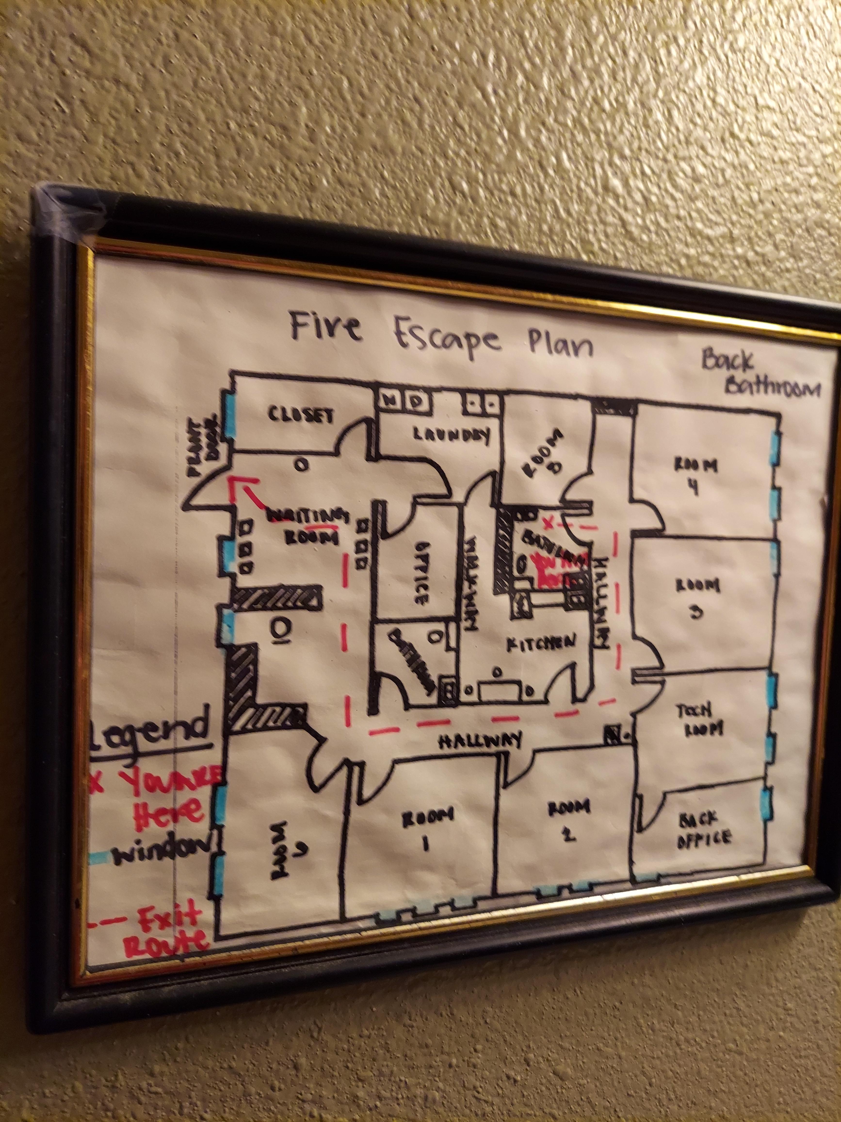 This building's fire escape plan is handdrawn r/mildlyinteresting