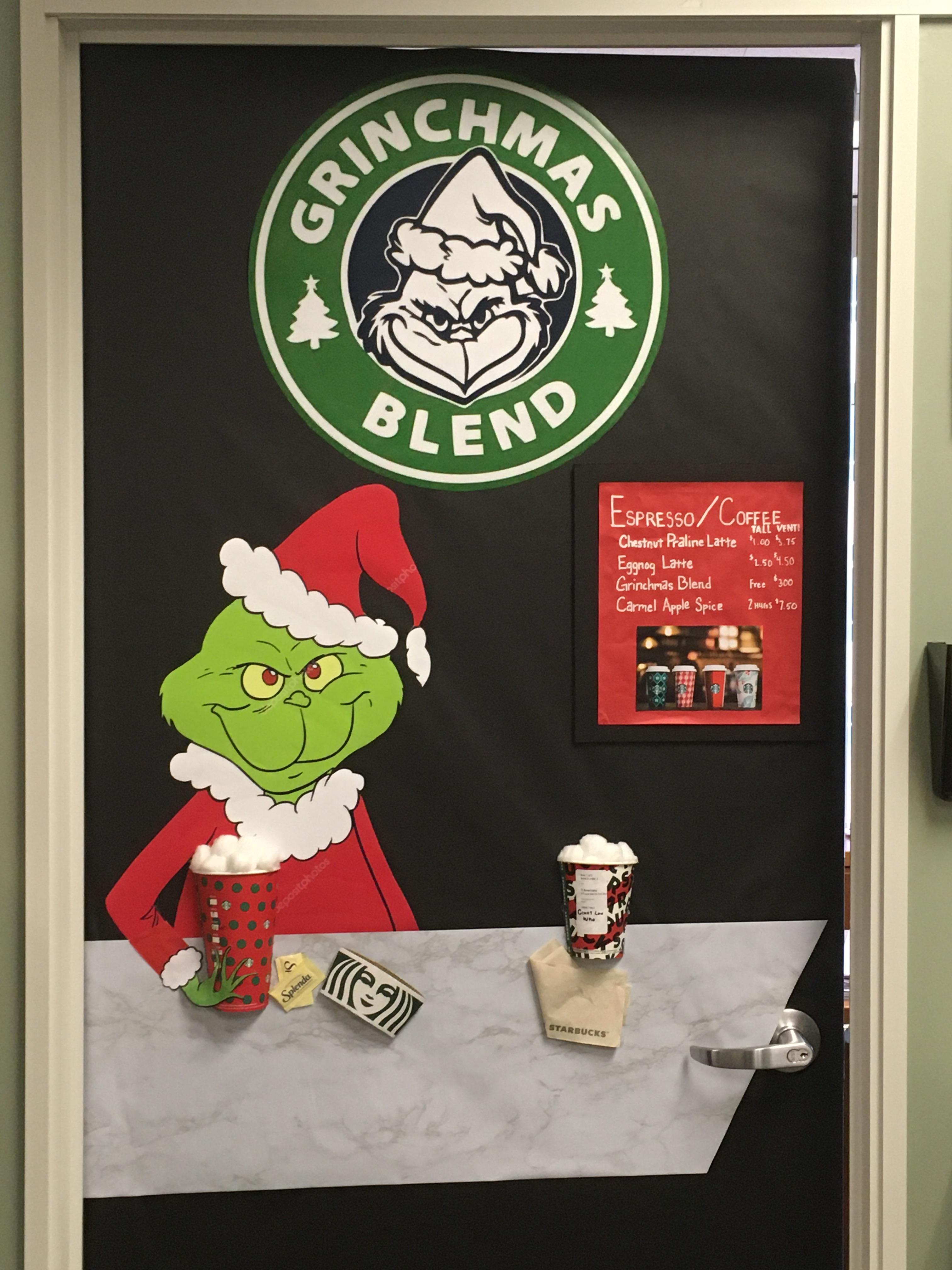 Original Christmas Door Decoration. Me and two coworkers volunteered to design a door. After