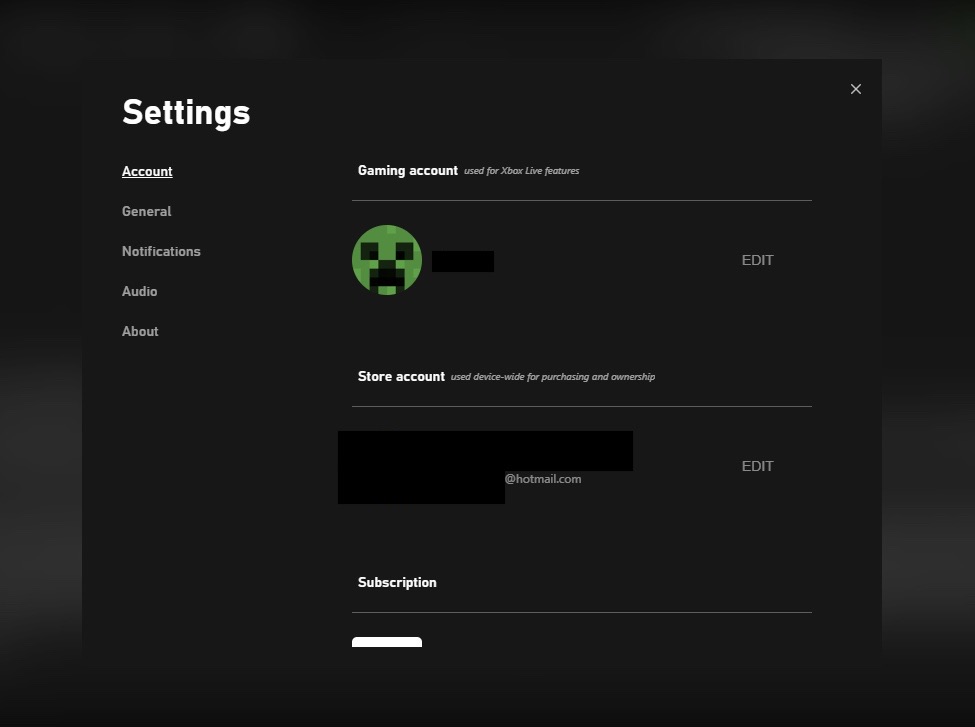 How do you switch the store account in the beta Xbox app? The account I