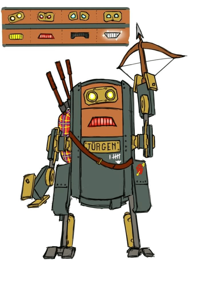 [ART] [OC] Jürgen Ironboot. Tiny Autognome Bard with bagpipe and