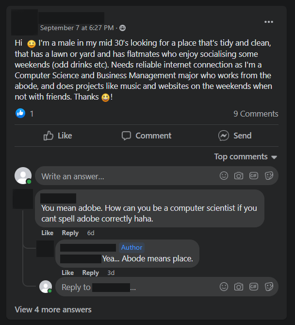 On a roommate finder page r/facepalm