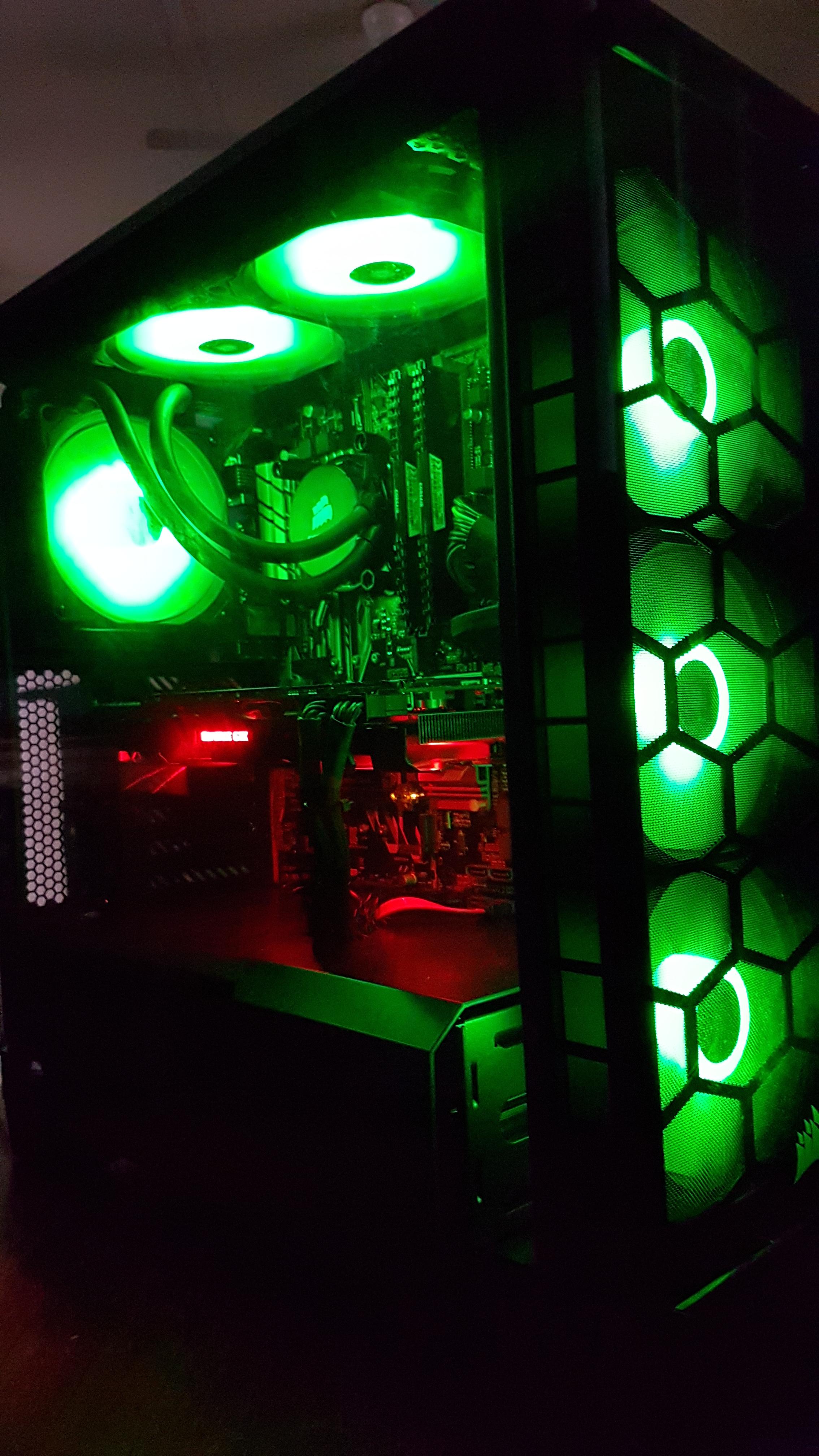 Just sharing my new gaming rig. Corsair 460x rgb/gtx1080/7700/16gig ram/corsair water cooler