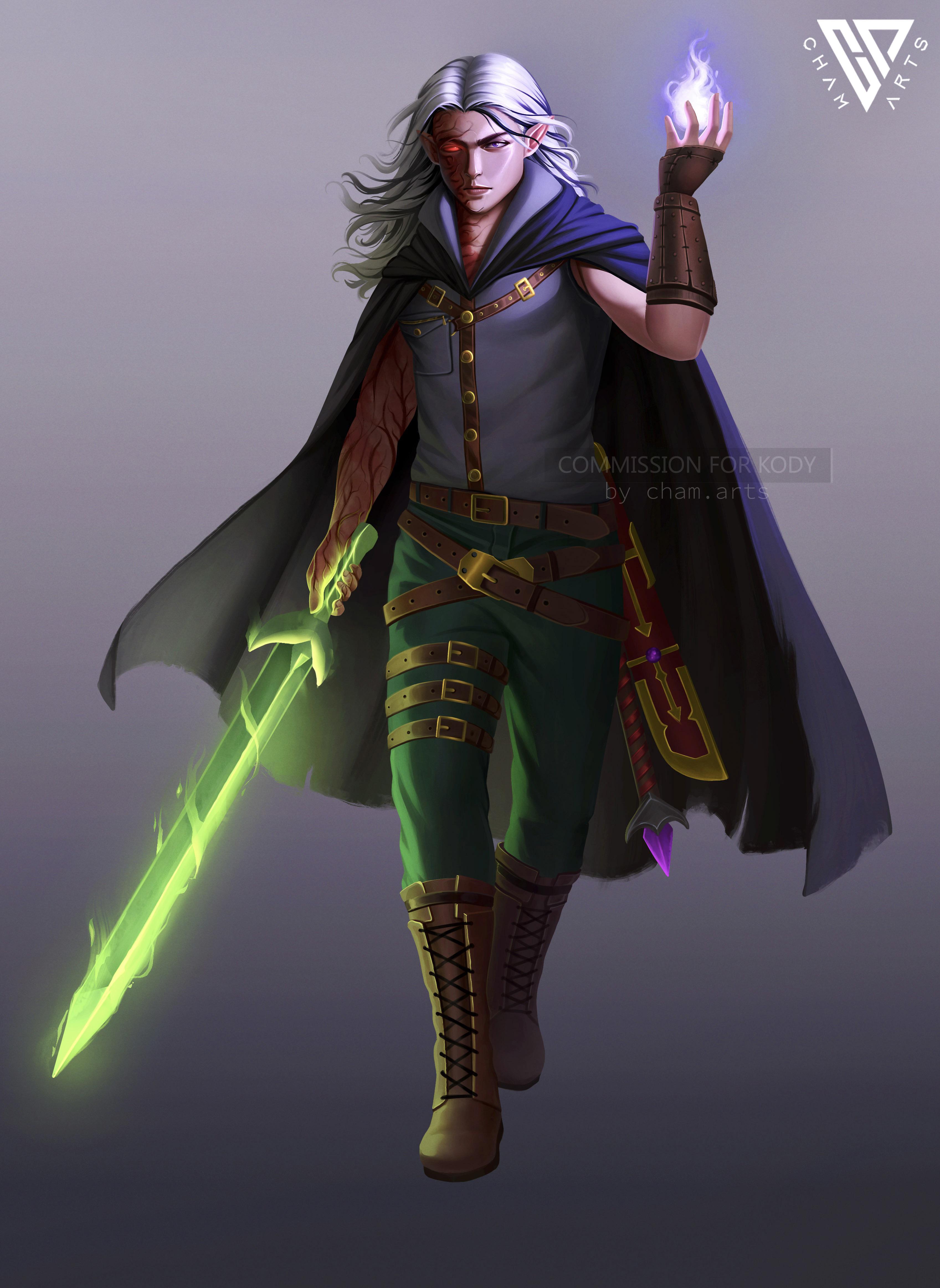 Half Elf Hexblade Warlock commssioned r/DnD