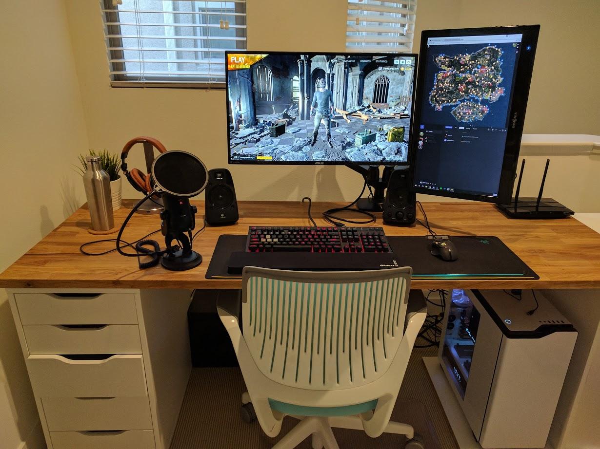 Dual monitor arm upgrade. (Not sure what to do with that right speaker