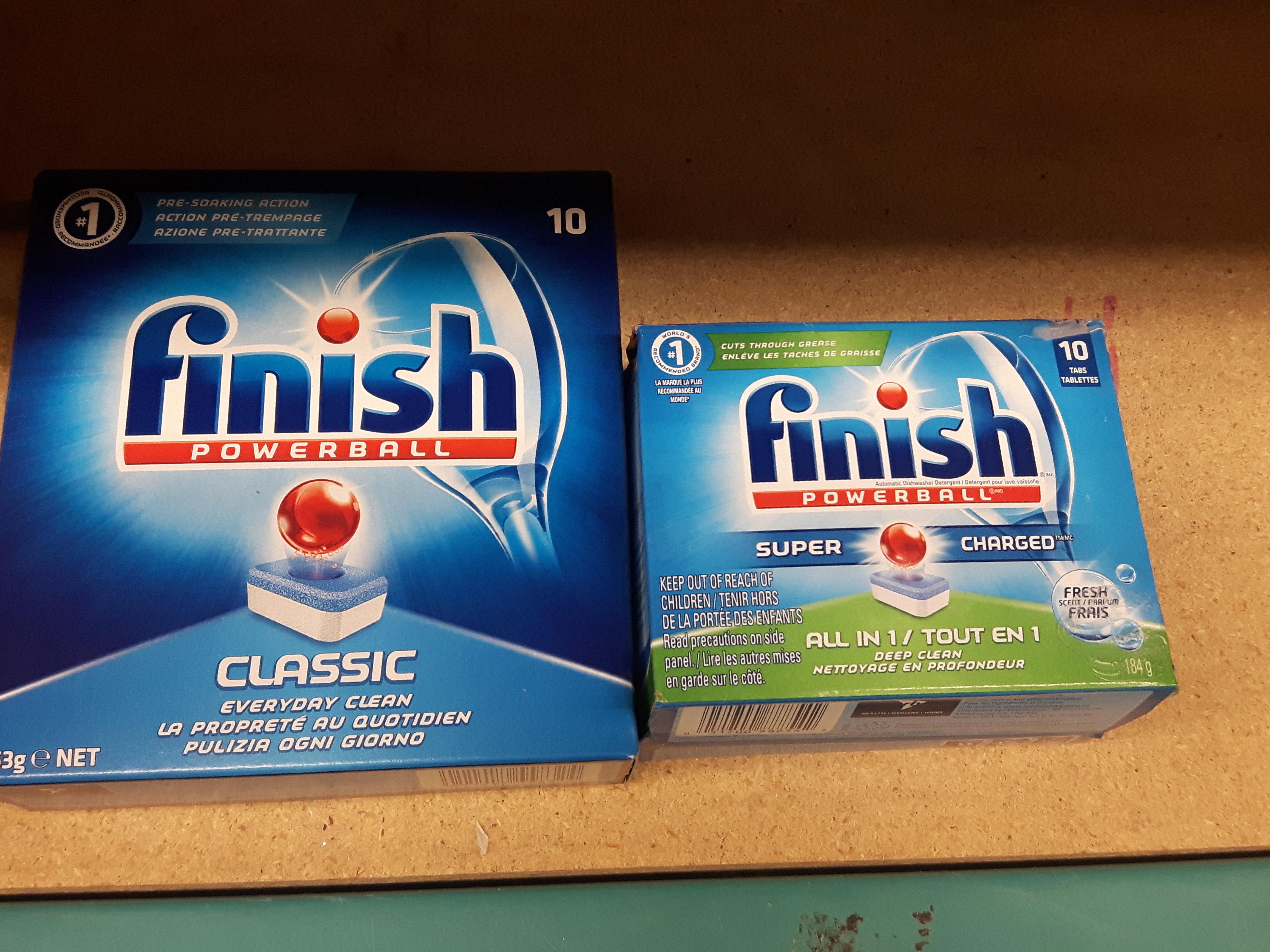 Updated packaging for these dishwasher pods we sell at work, the pods inside the bigger box are