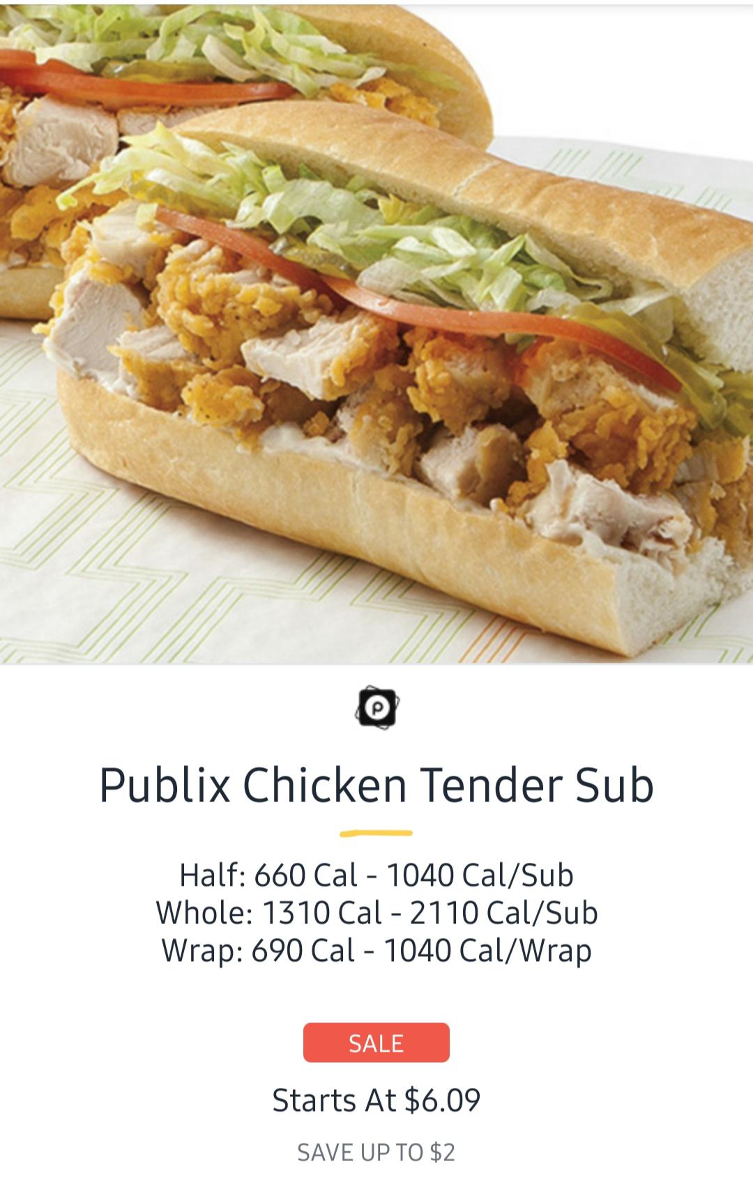 Publix Chicken Tender subs on sale (3/5 3/11) r/Miami