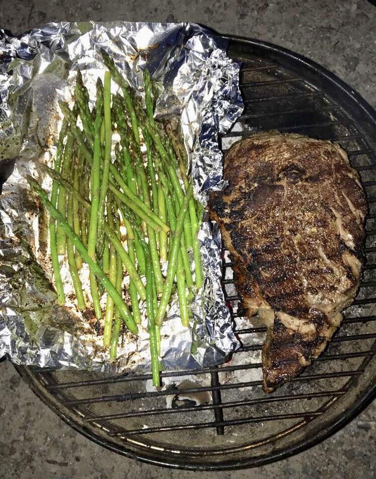 Ribeye & Asparagus over Hardwood Lump Charcoal r/grilling